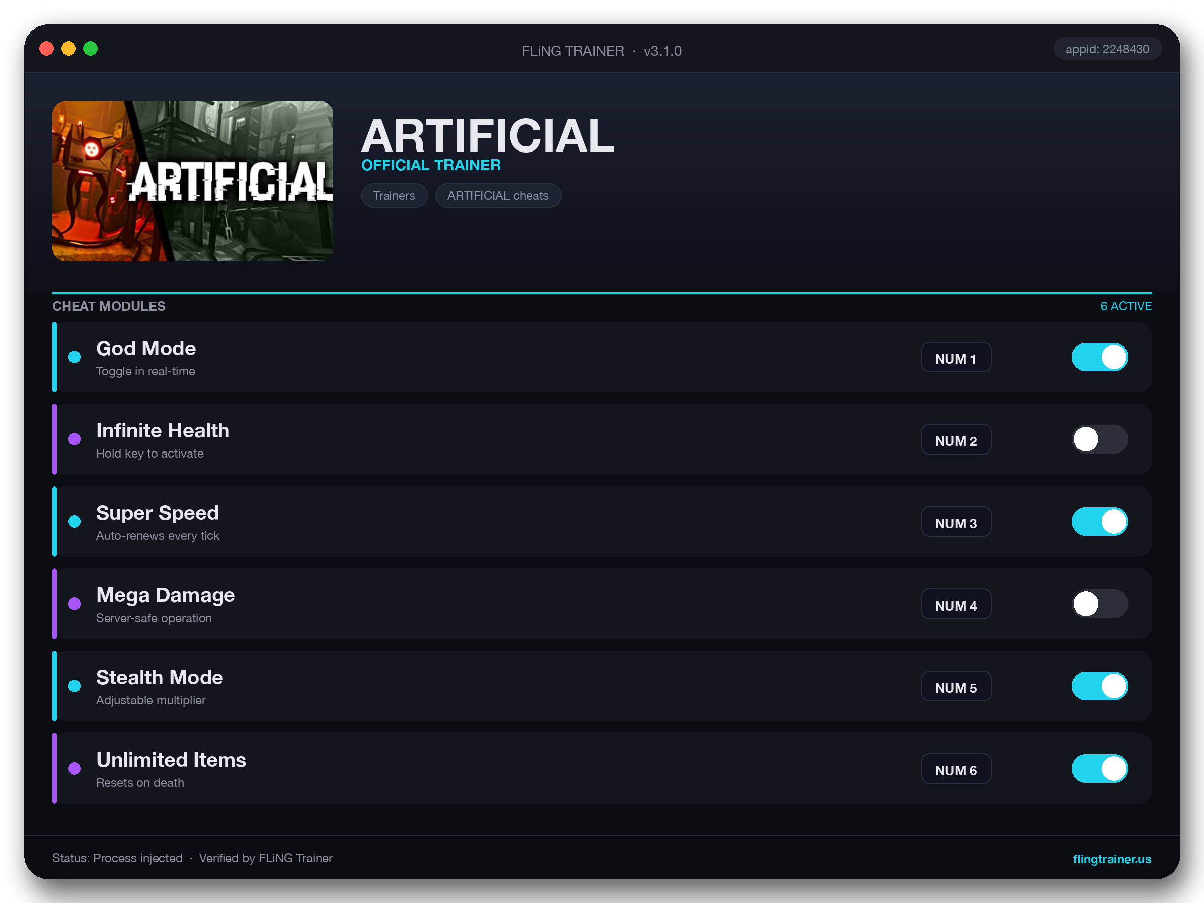 ARTIFICIAL Trainer interface