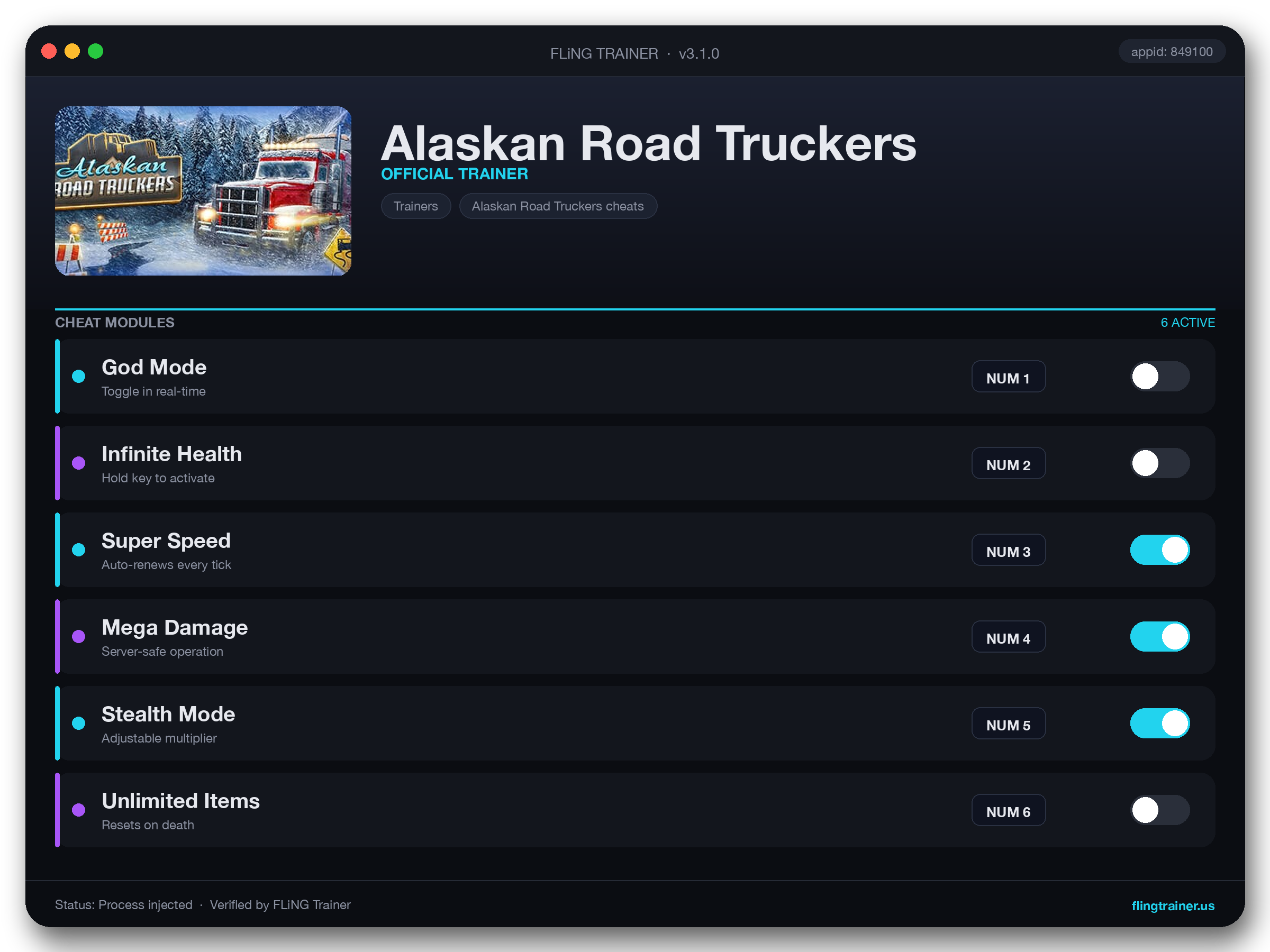 Alaskan Road Truckers Trainer interface