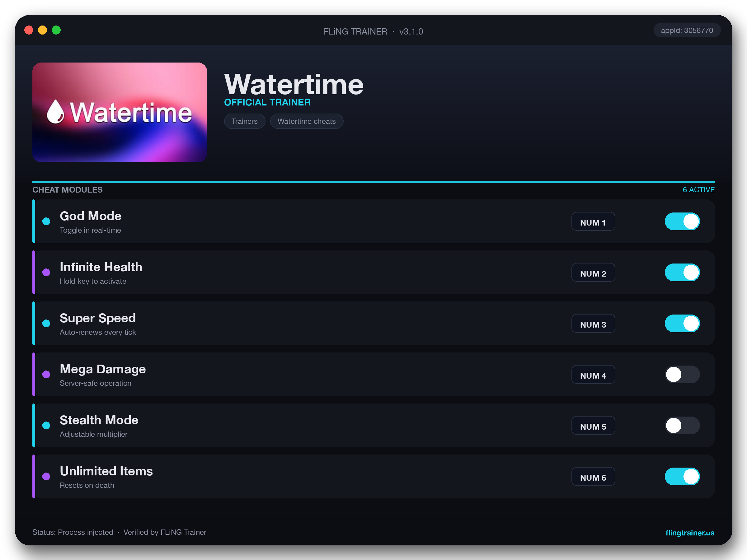 Watertime Trainer interface