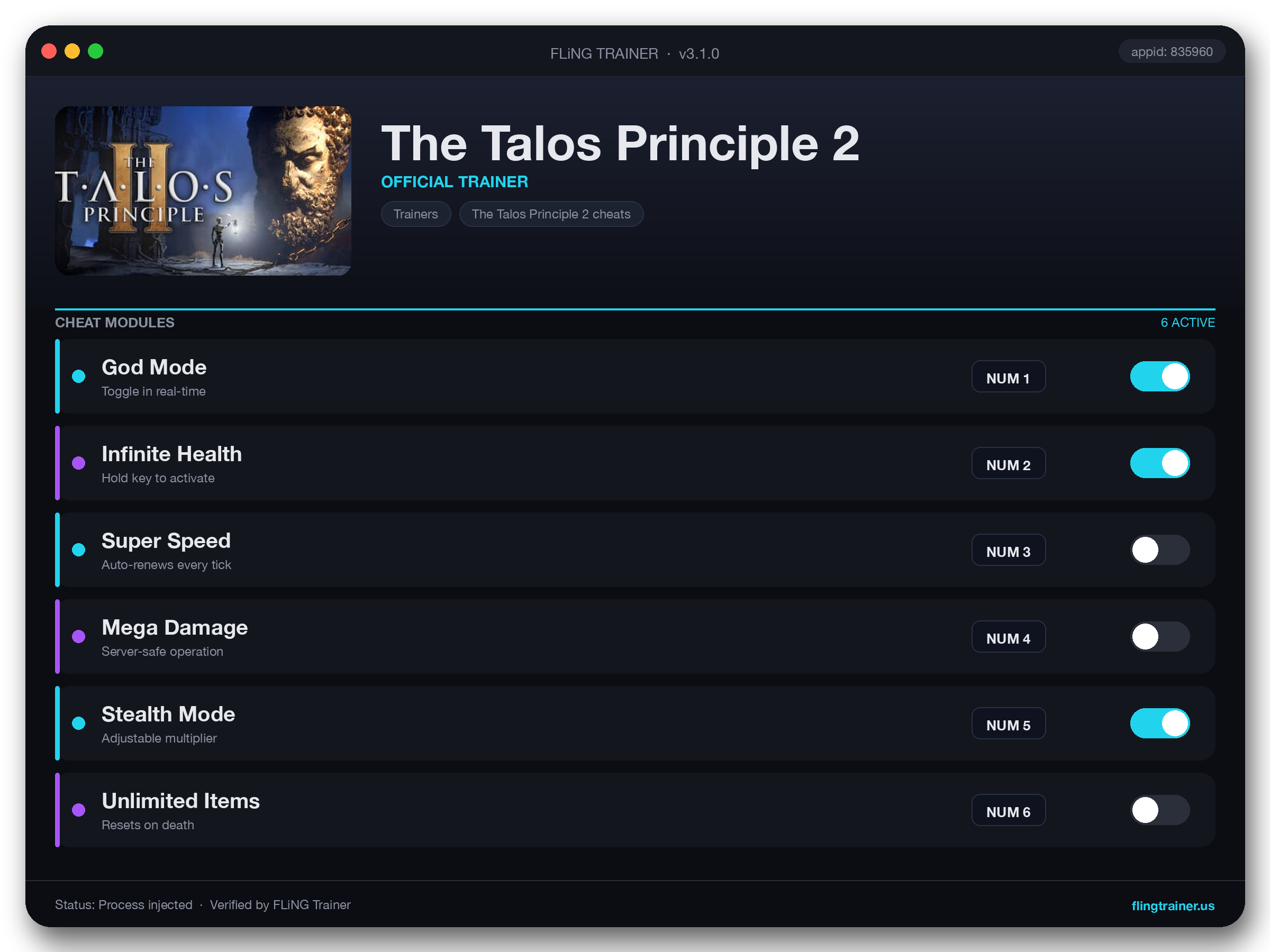 The Talos Principle 2 Trainer interface