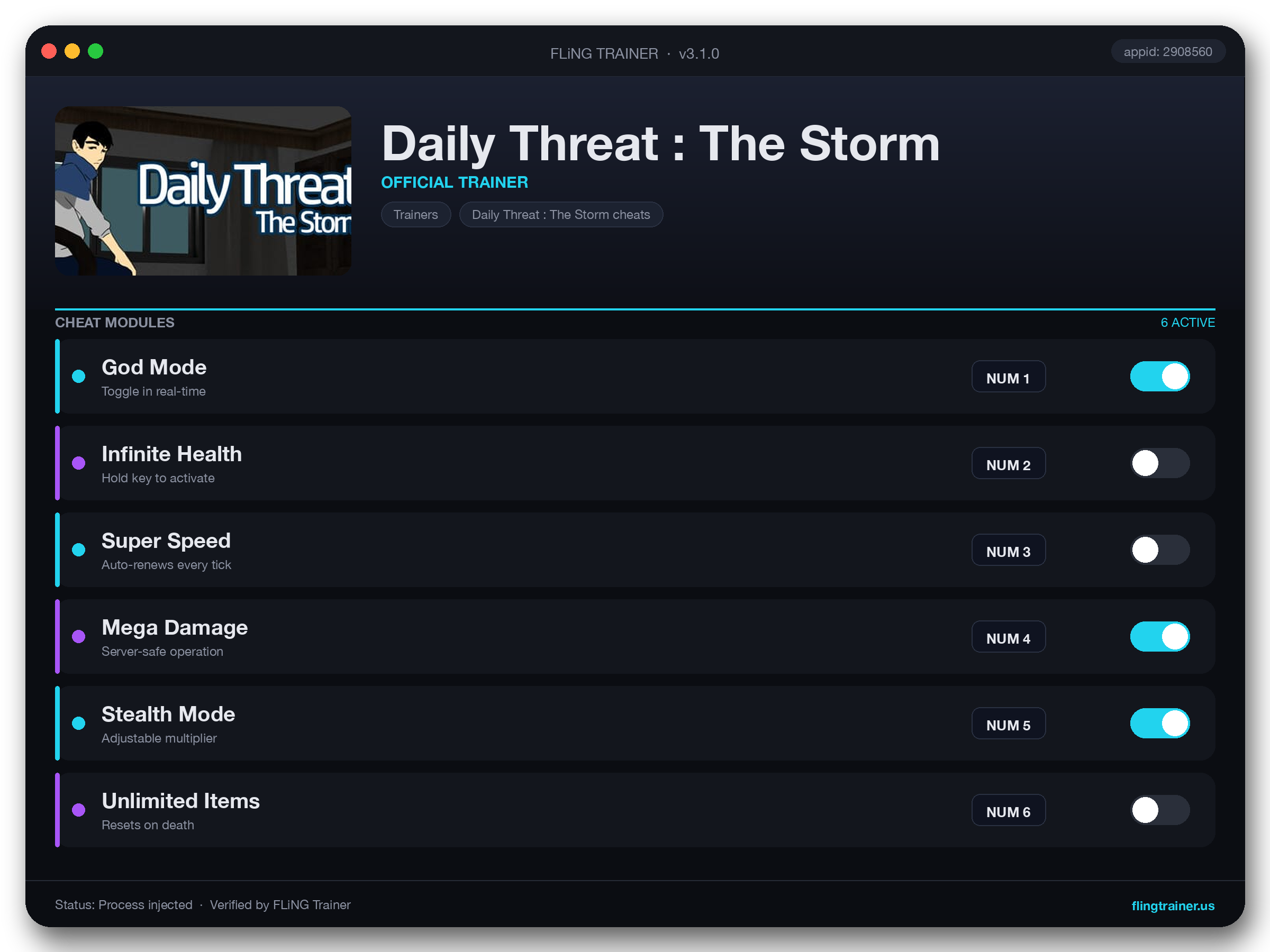 Daily Threat : The Storm Trainer interface