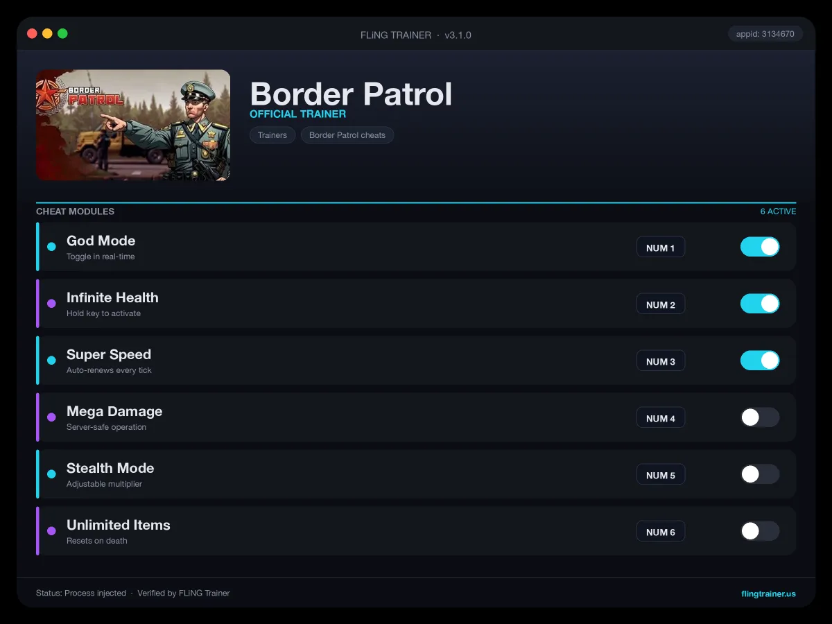Border Patrol Trainer interface