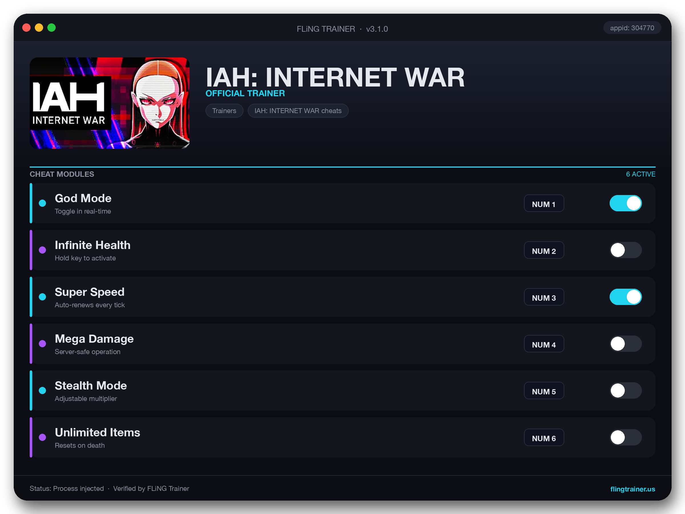 IAH: INTERNET WAR Trainer interface