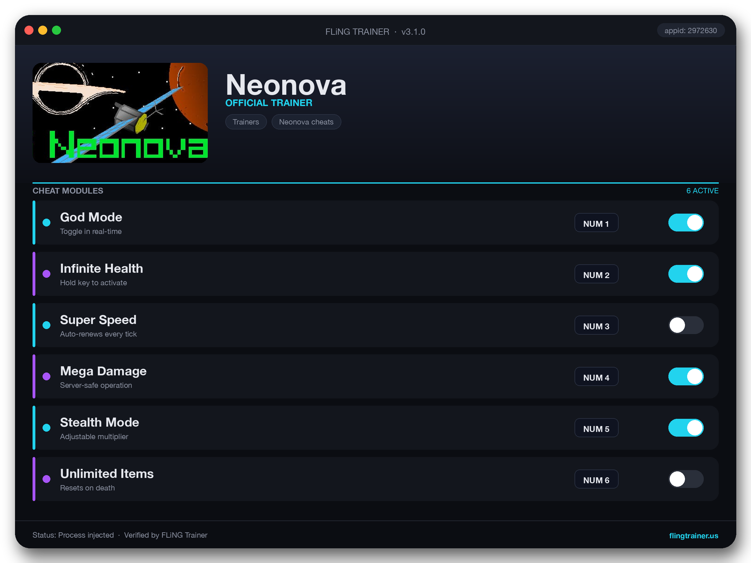 Neonova Trainer interface