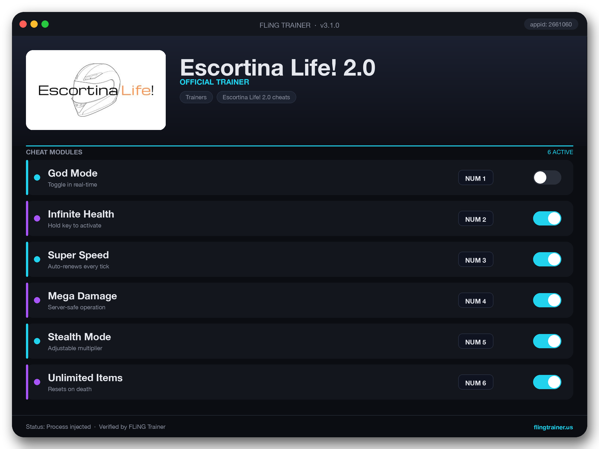 Escortina Life! 2.0 Trainer interface