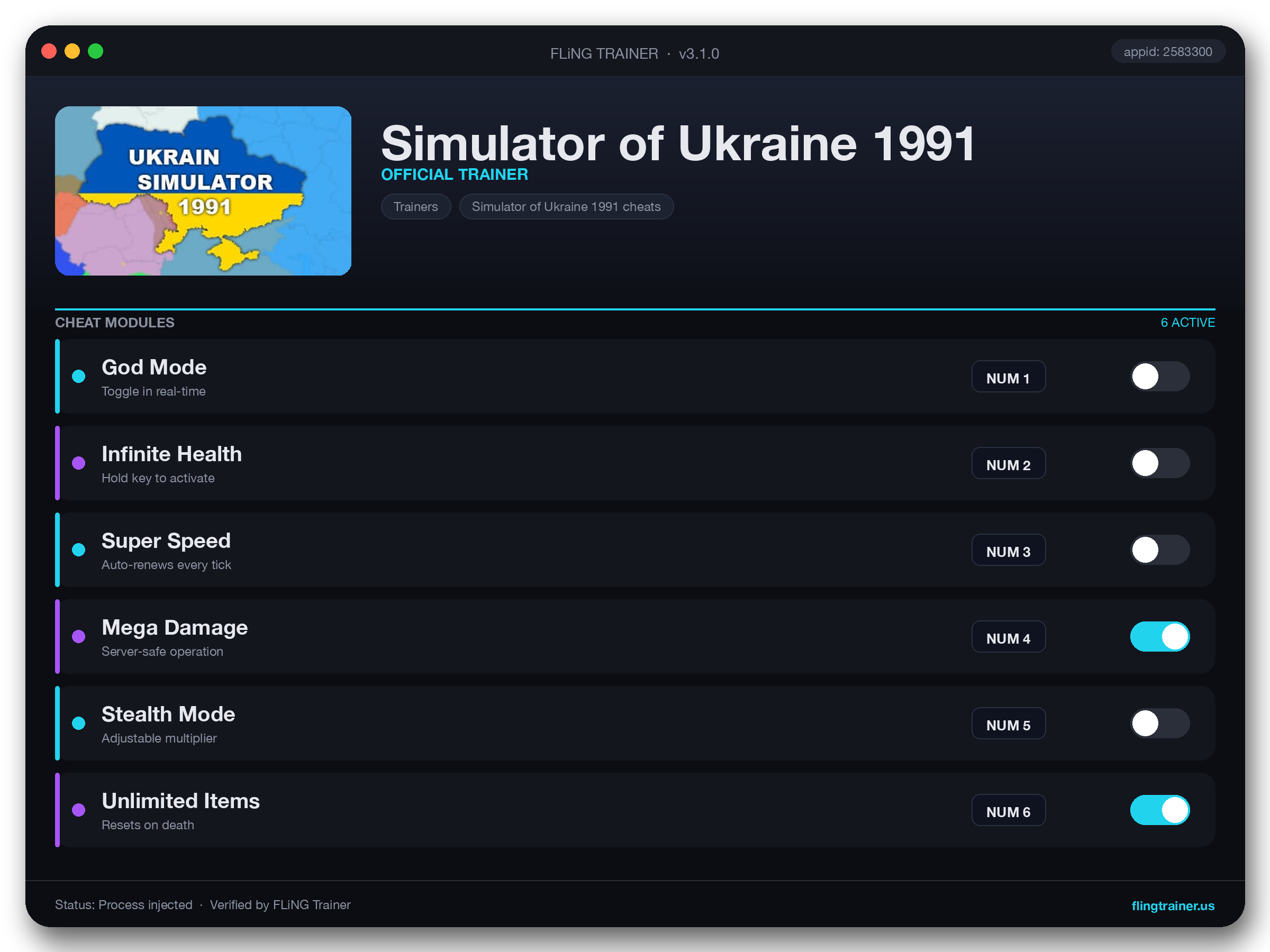 Simulator of Ukraine 1991 Trainer interface
