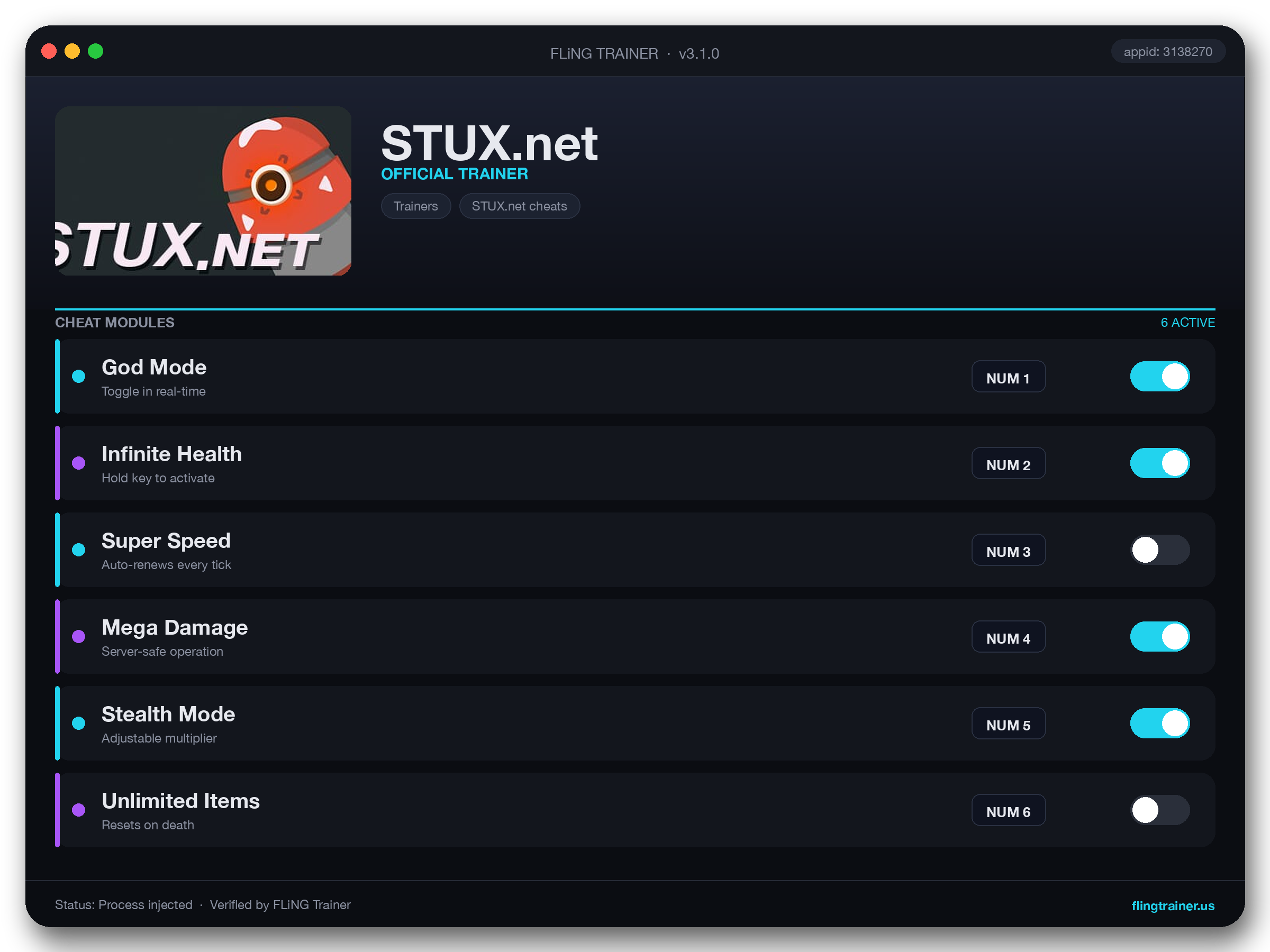 STUX.net Trainer interface
