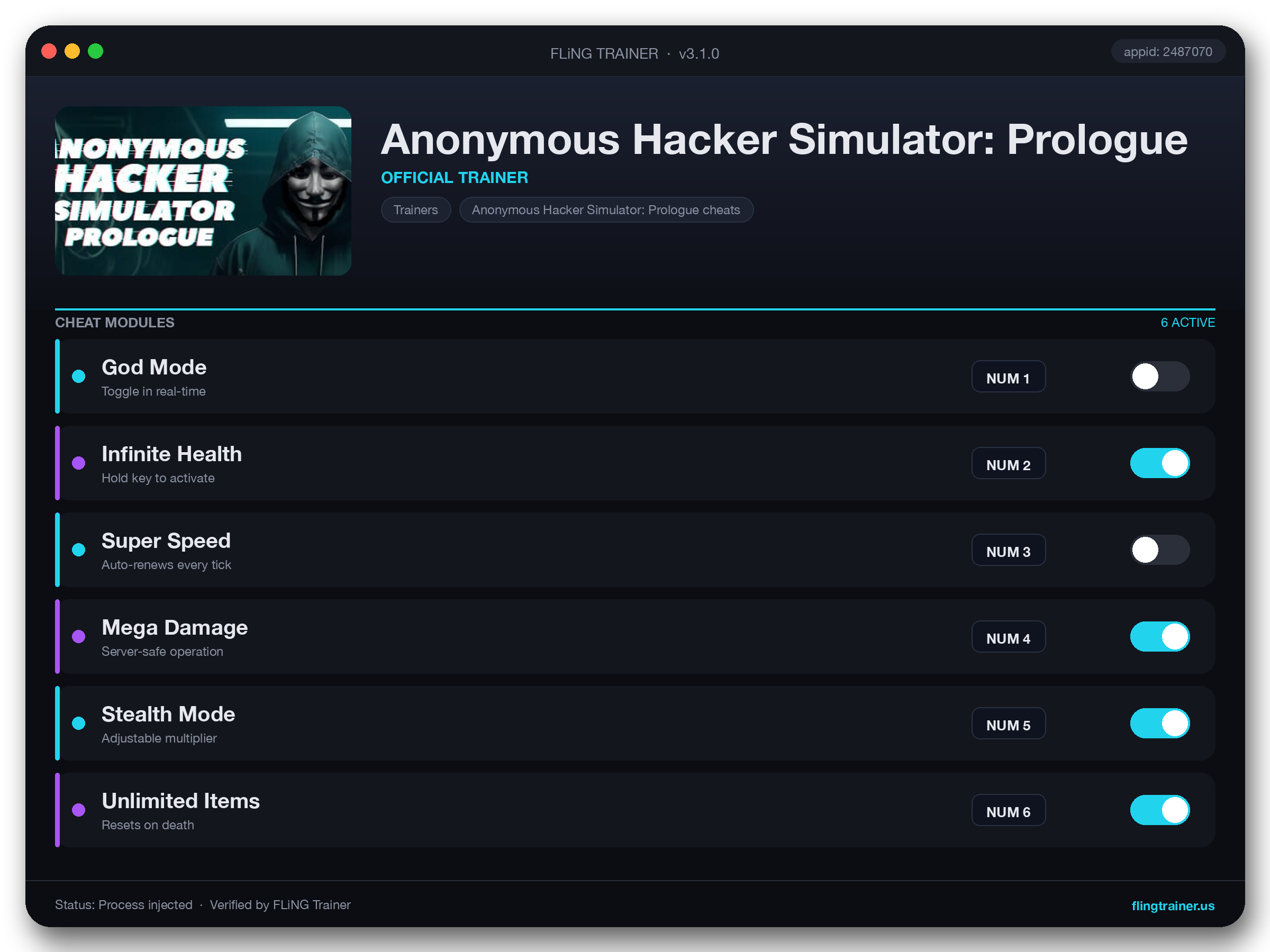 Anonymous Hacker Simulator: Prologue Trainer interface