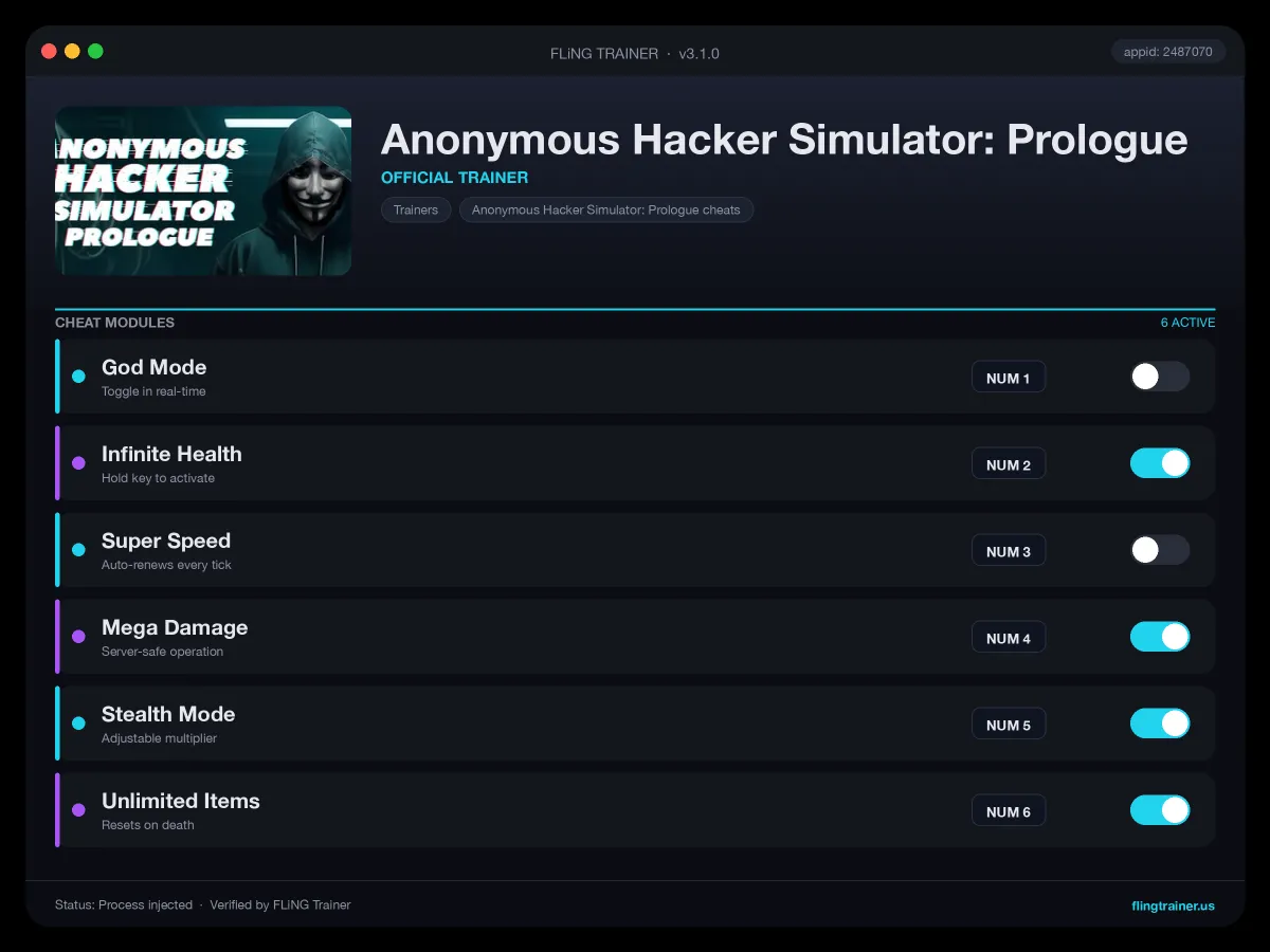 Anonymous Hacker Simulator: Prologue Trainer interface