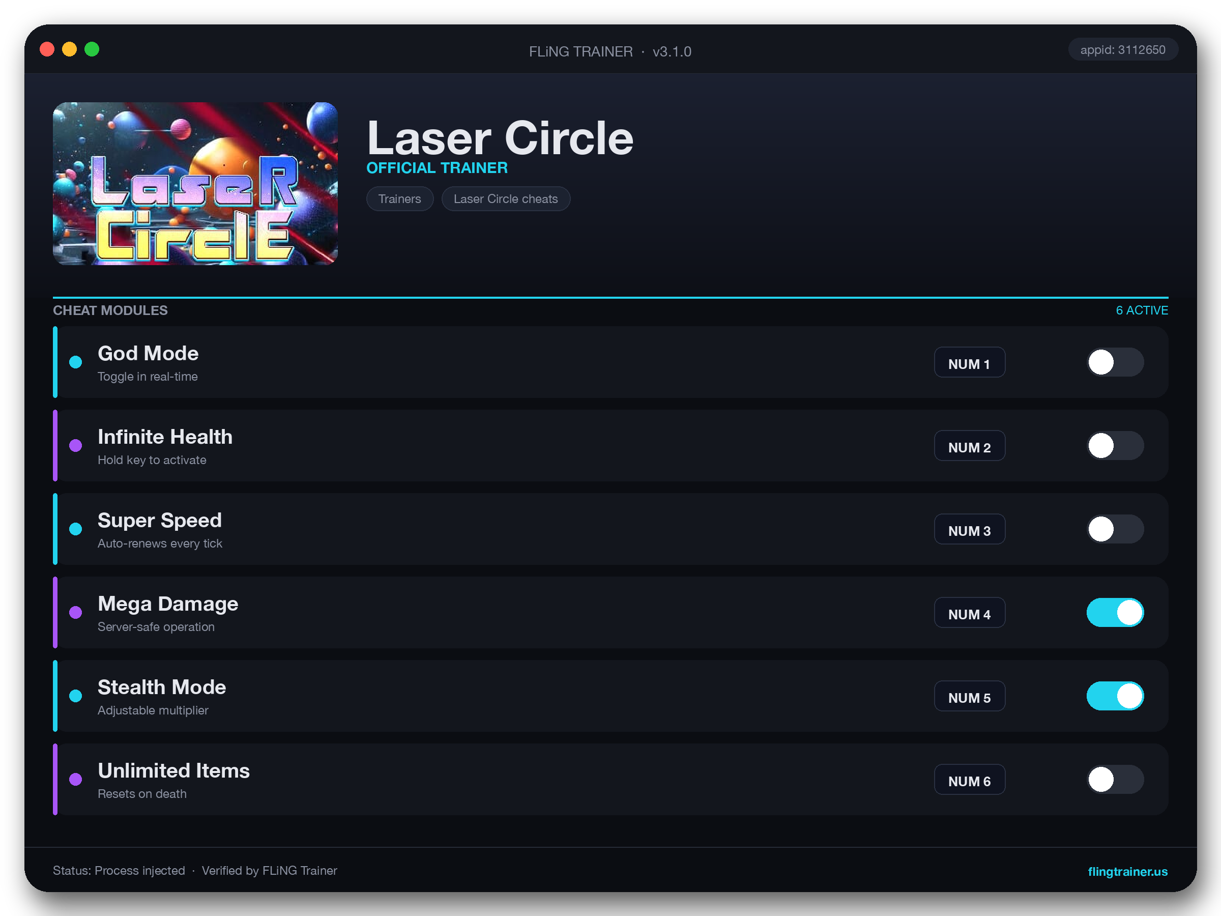 Laser Circle Trainer interface