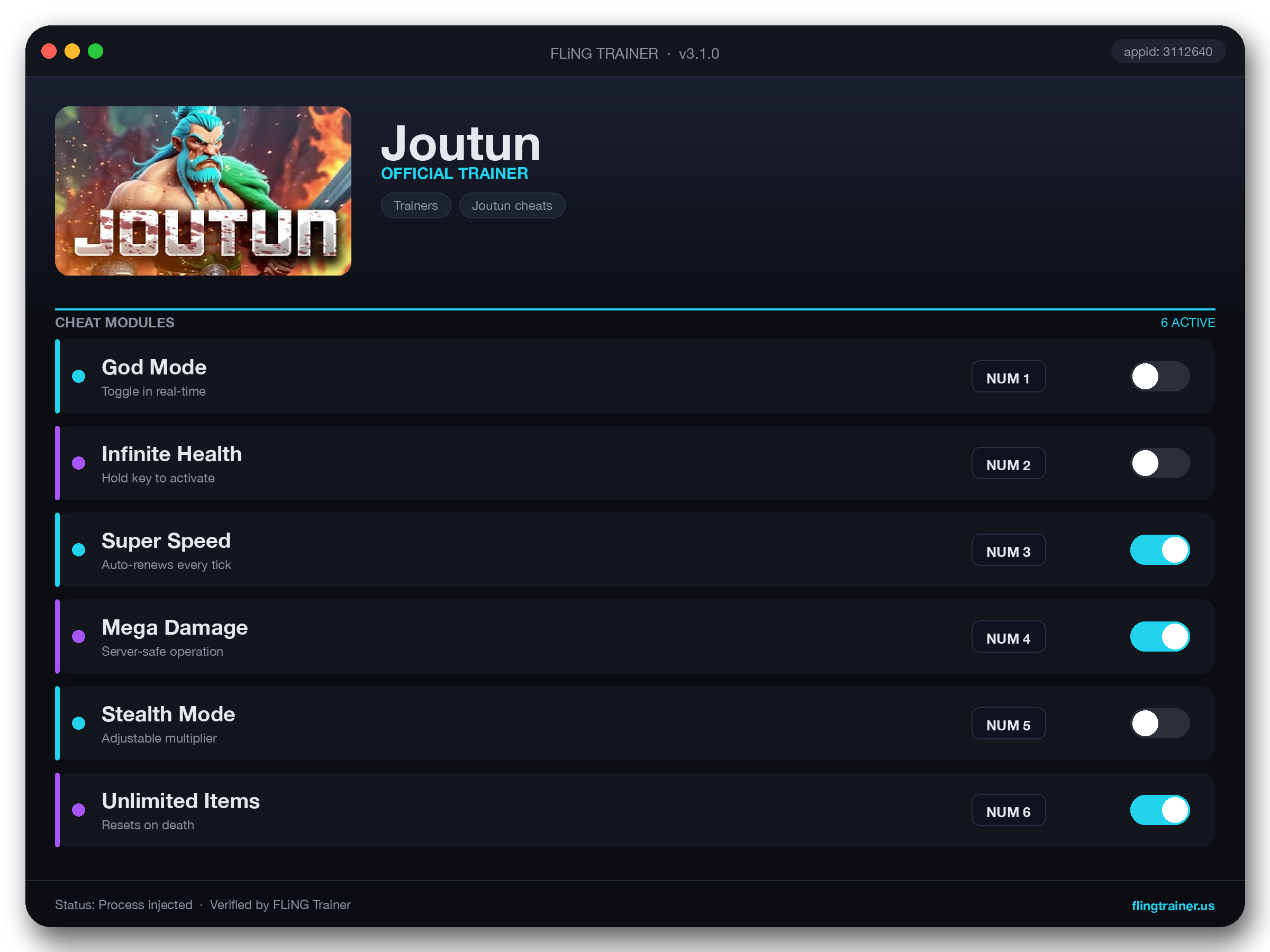 Joutun Trainer interface