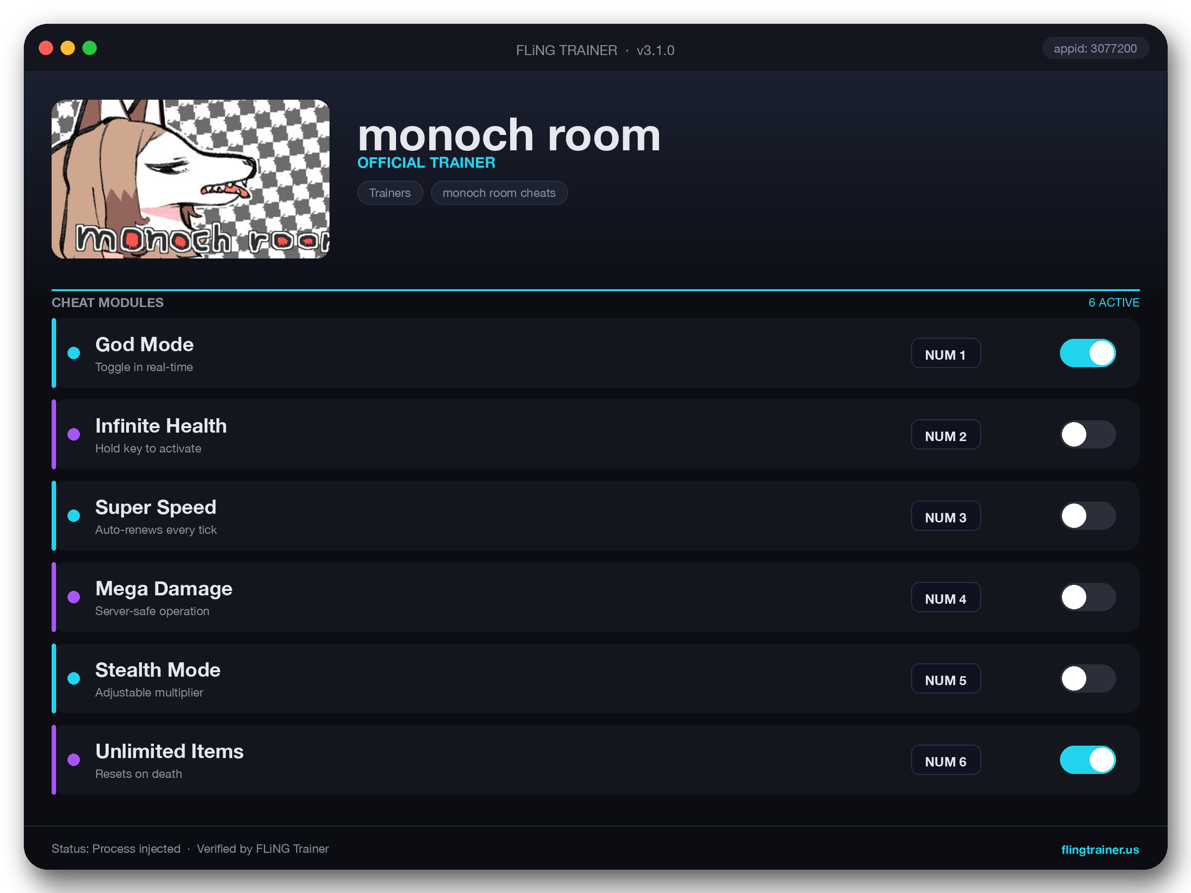 monoch room Trainer interface