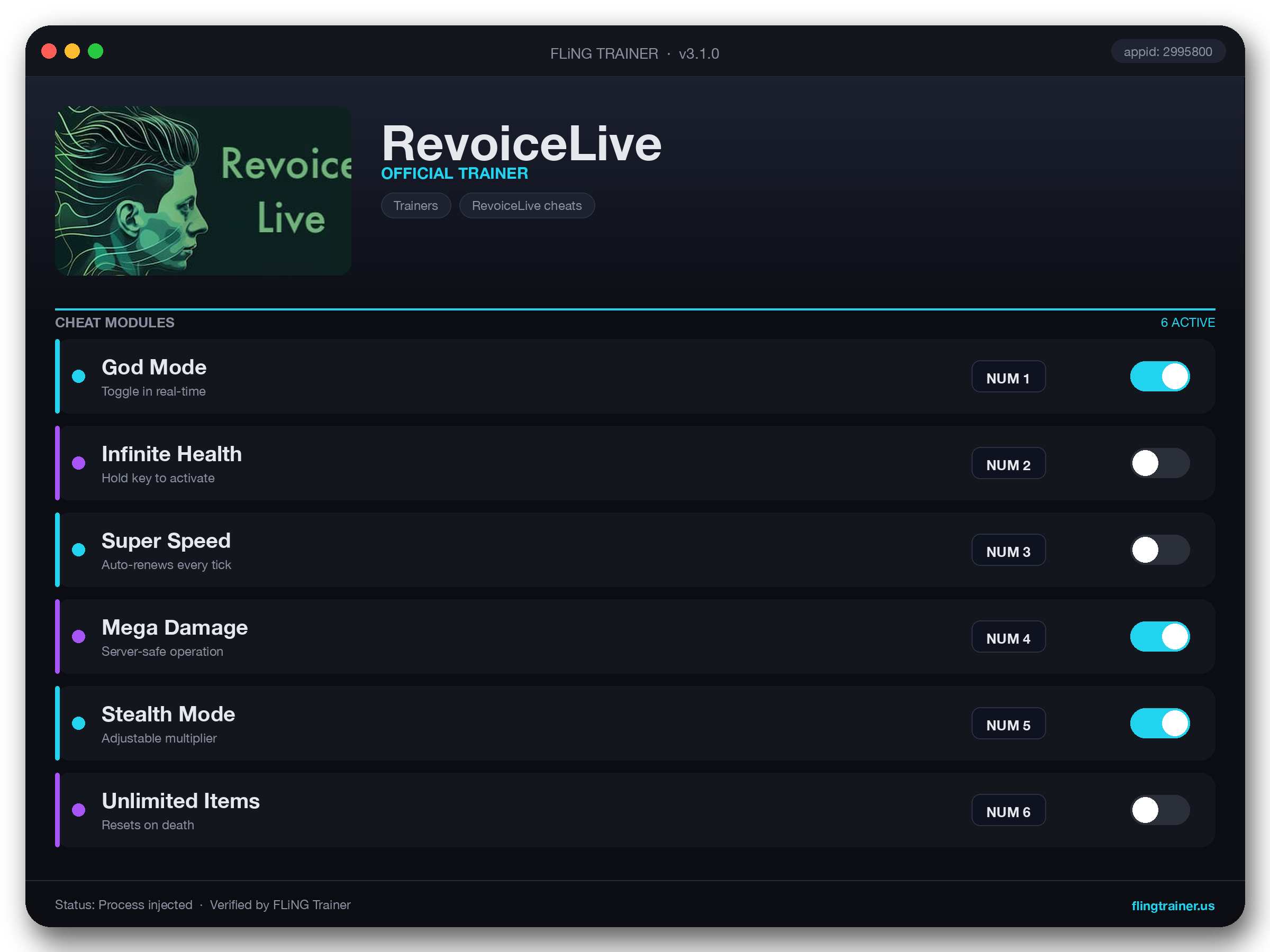 RevoiceLive Trainer interface