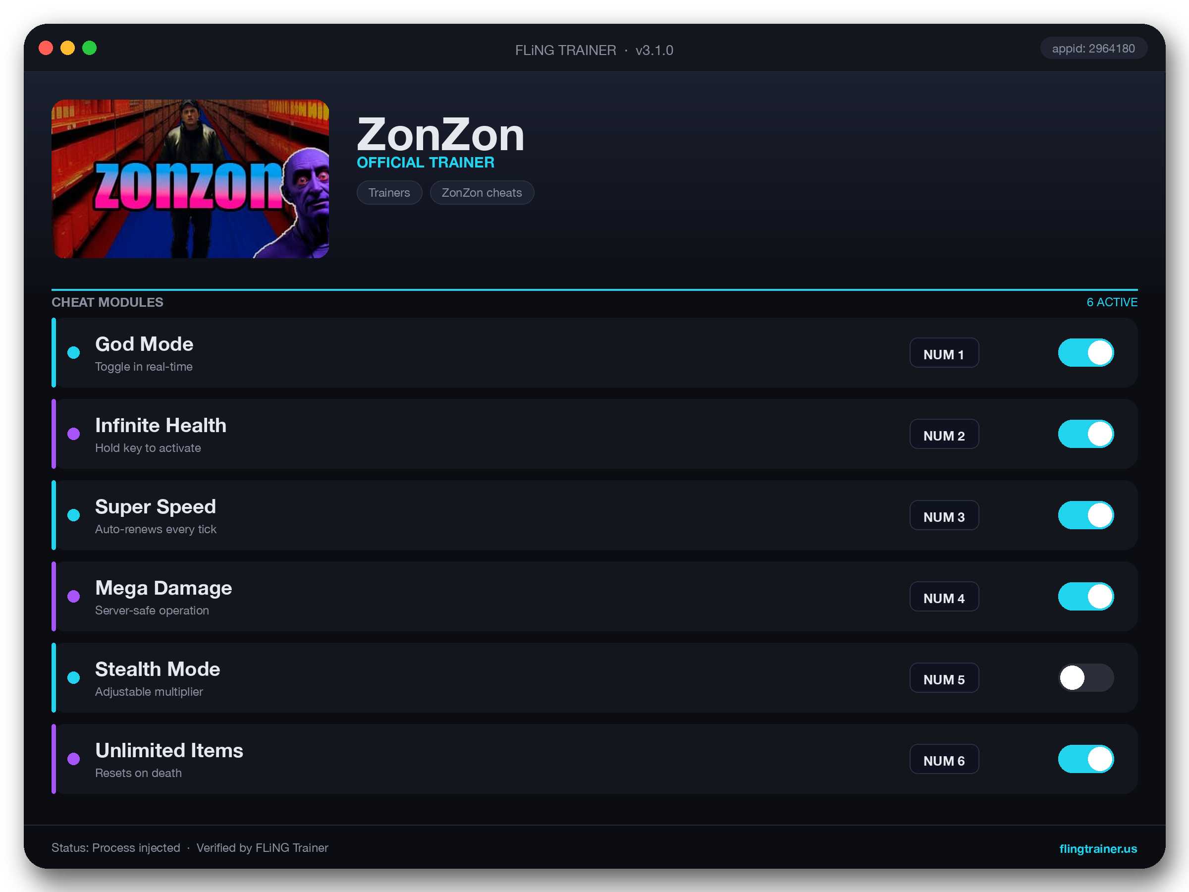 ZonZon Trainer interface