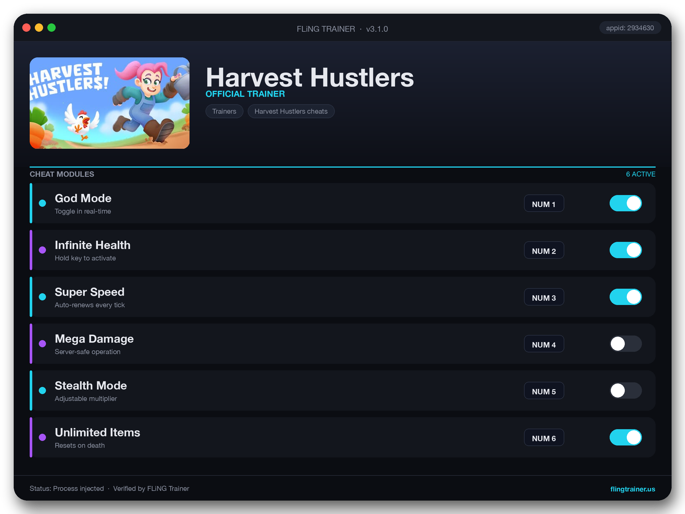 Harvest Hustlers Trainer interface