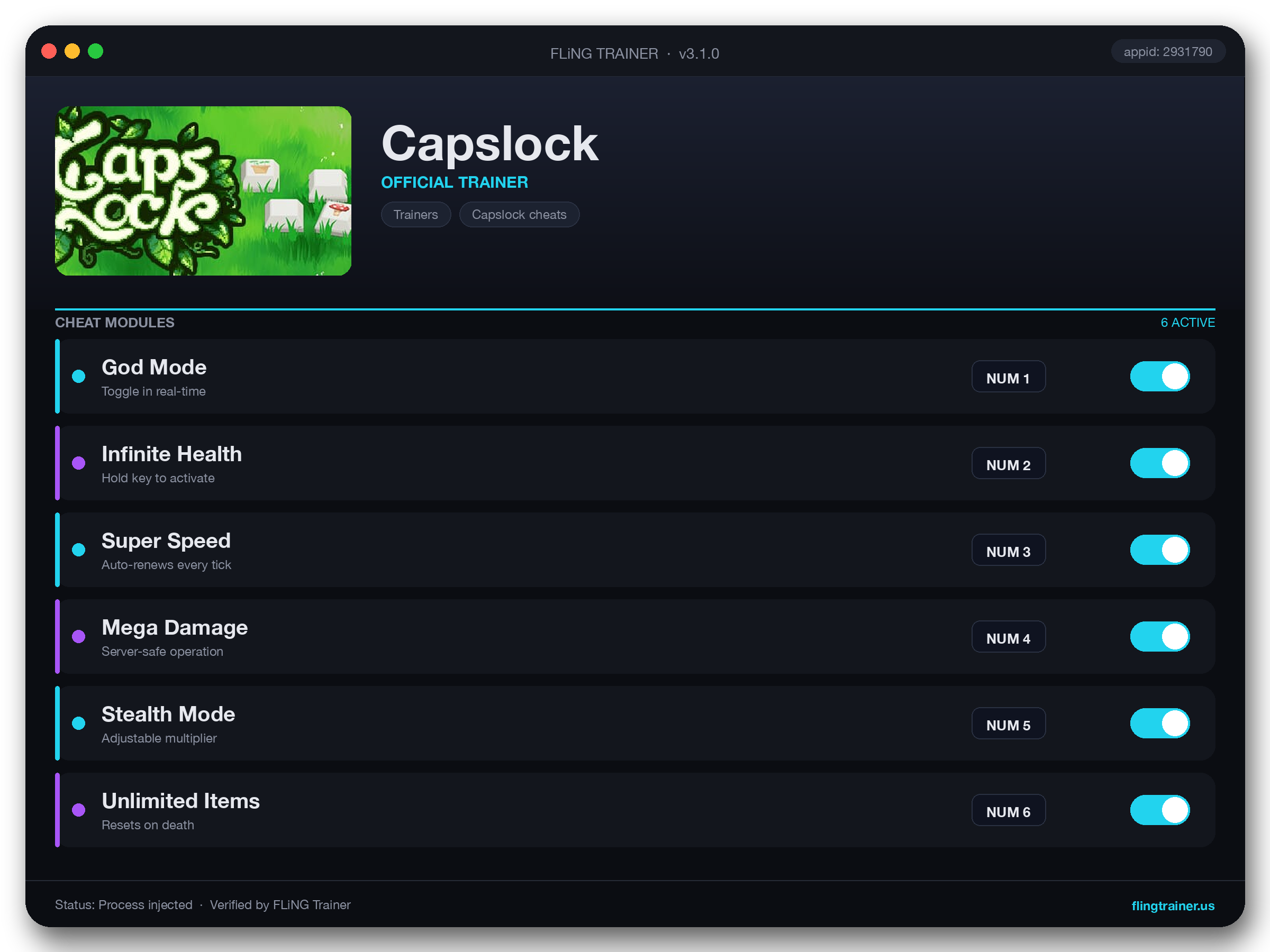 Capslock Trainer interface