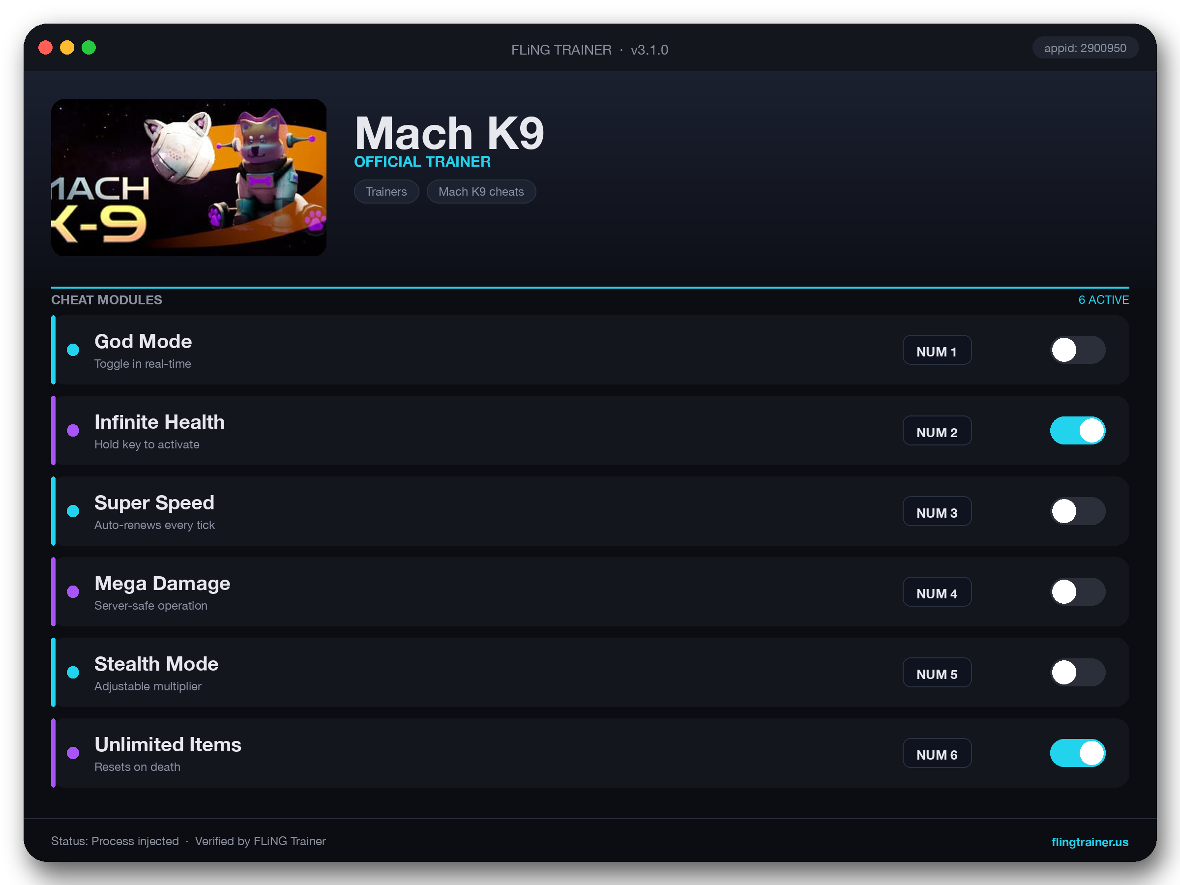 Mach K9 Trainer interface