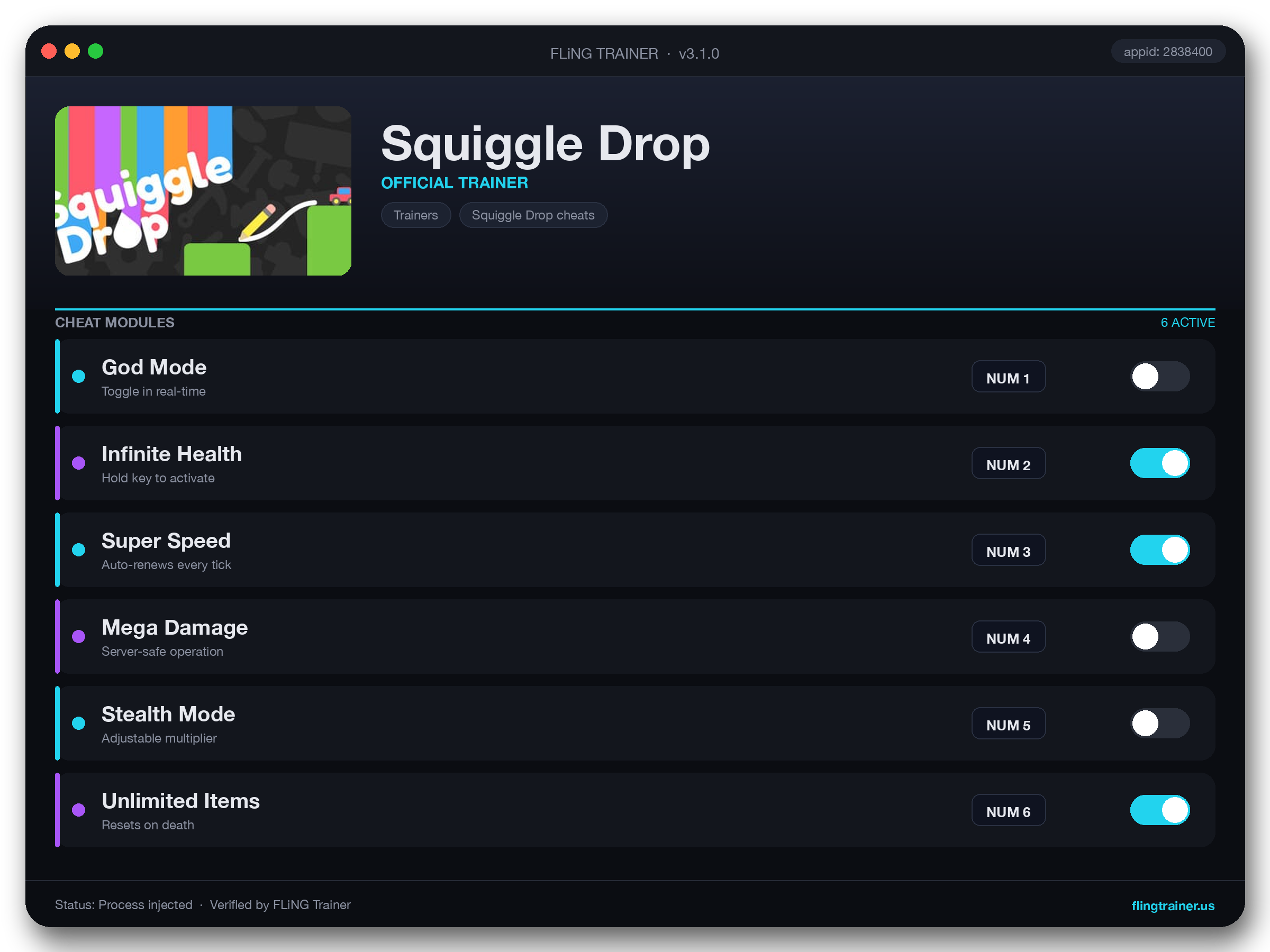 Squiggle Drop Trainer interface