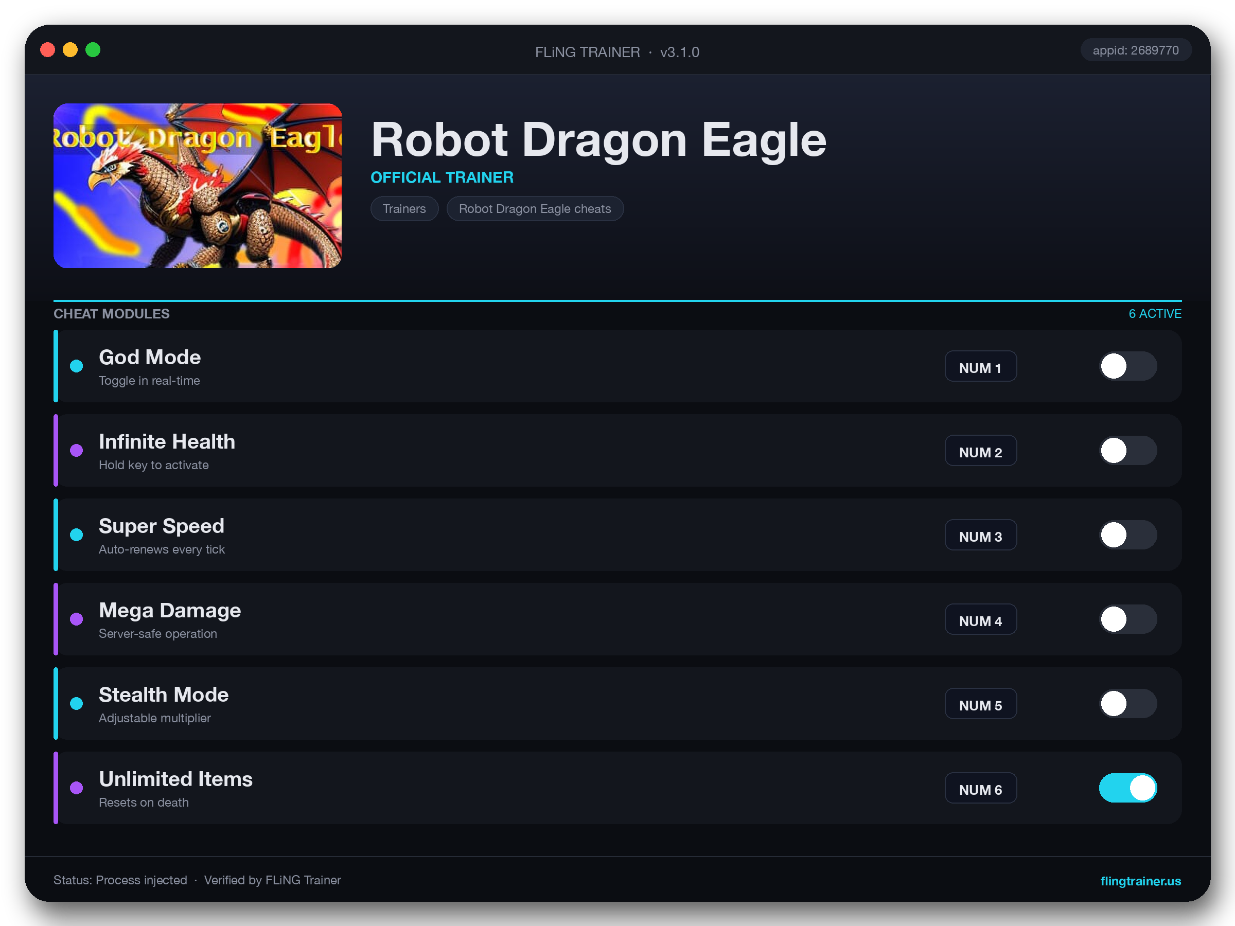 Robot Dragon Eagle Trainer interface