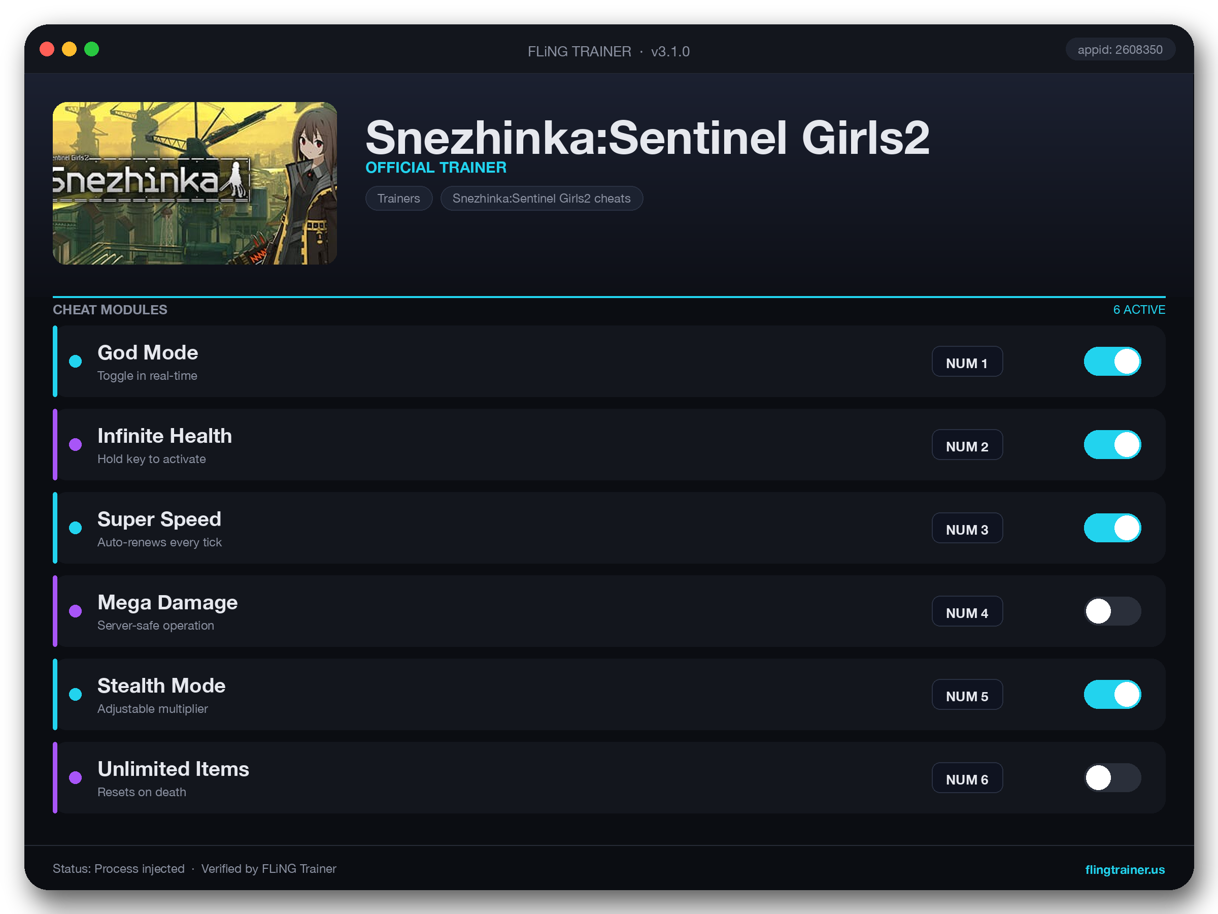 Snezhinka:Sentinel Girls2 Trainer interface