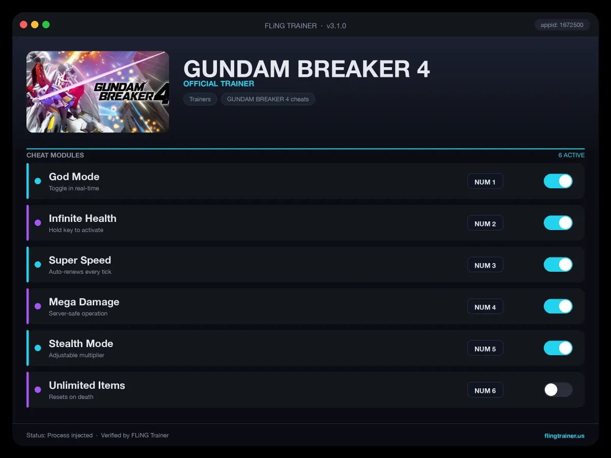 GUNDAM BREAKER 4 Trainer interface