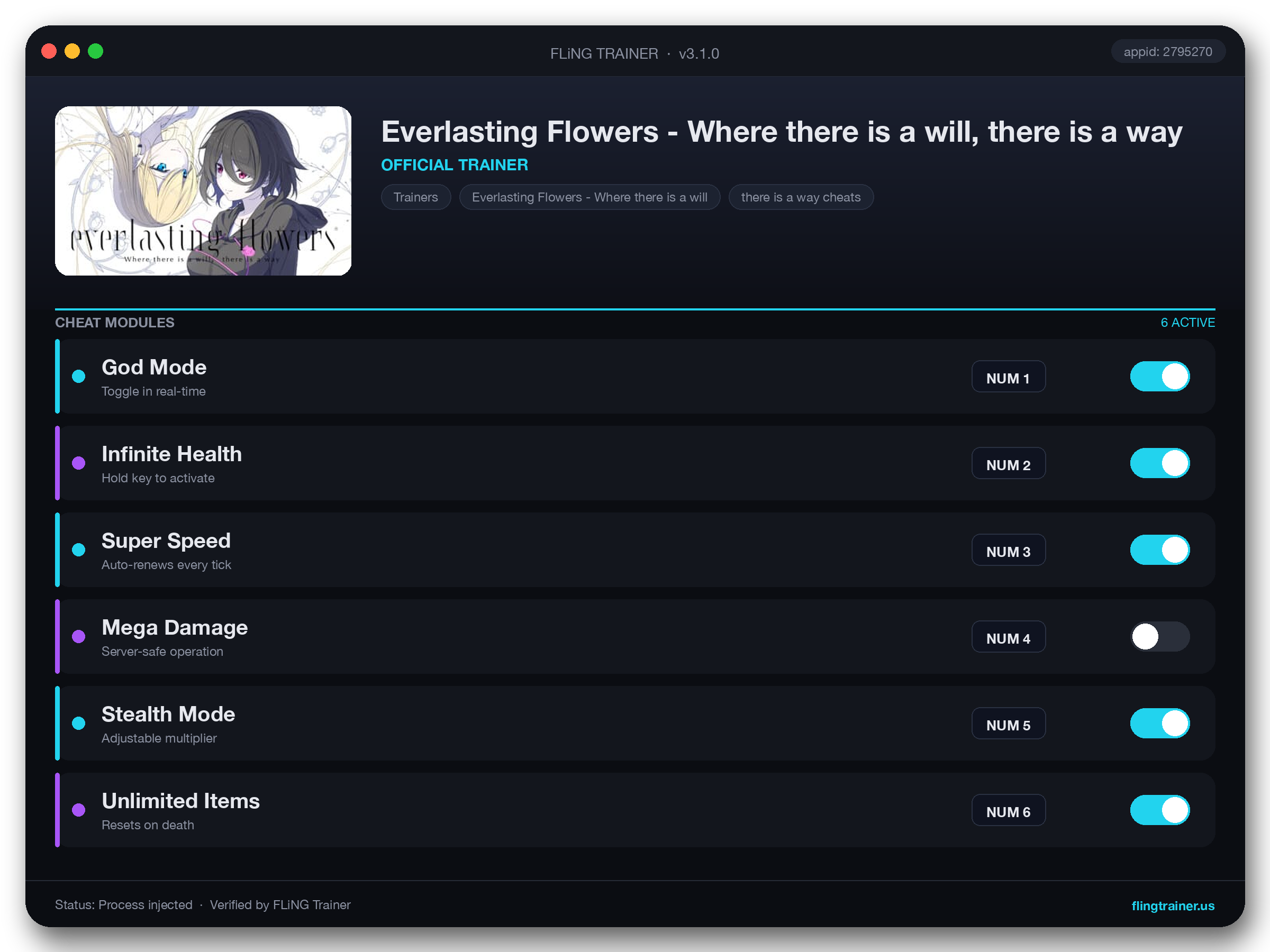 Everlasting Flowers - Where there is a will, there is a way Trainer interface