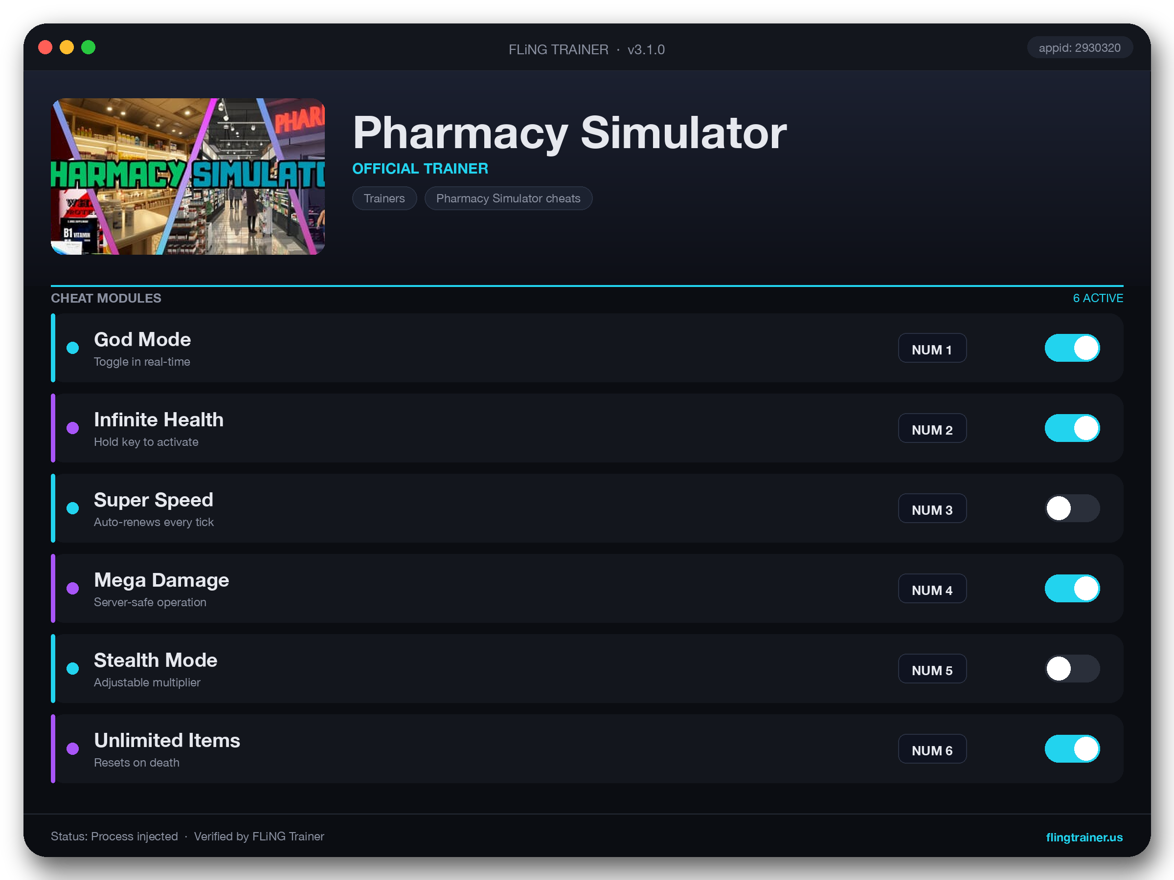 Pharmacy Simulator Trainer interface