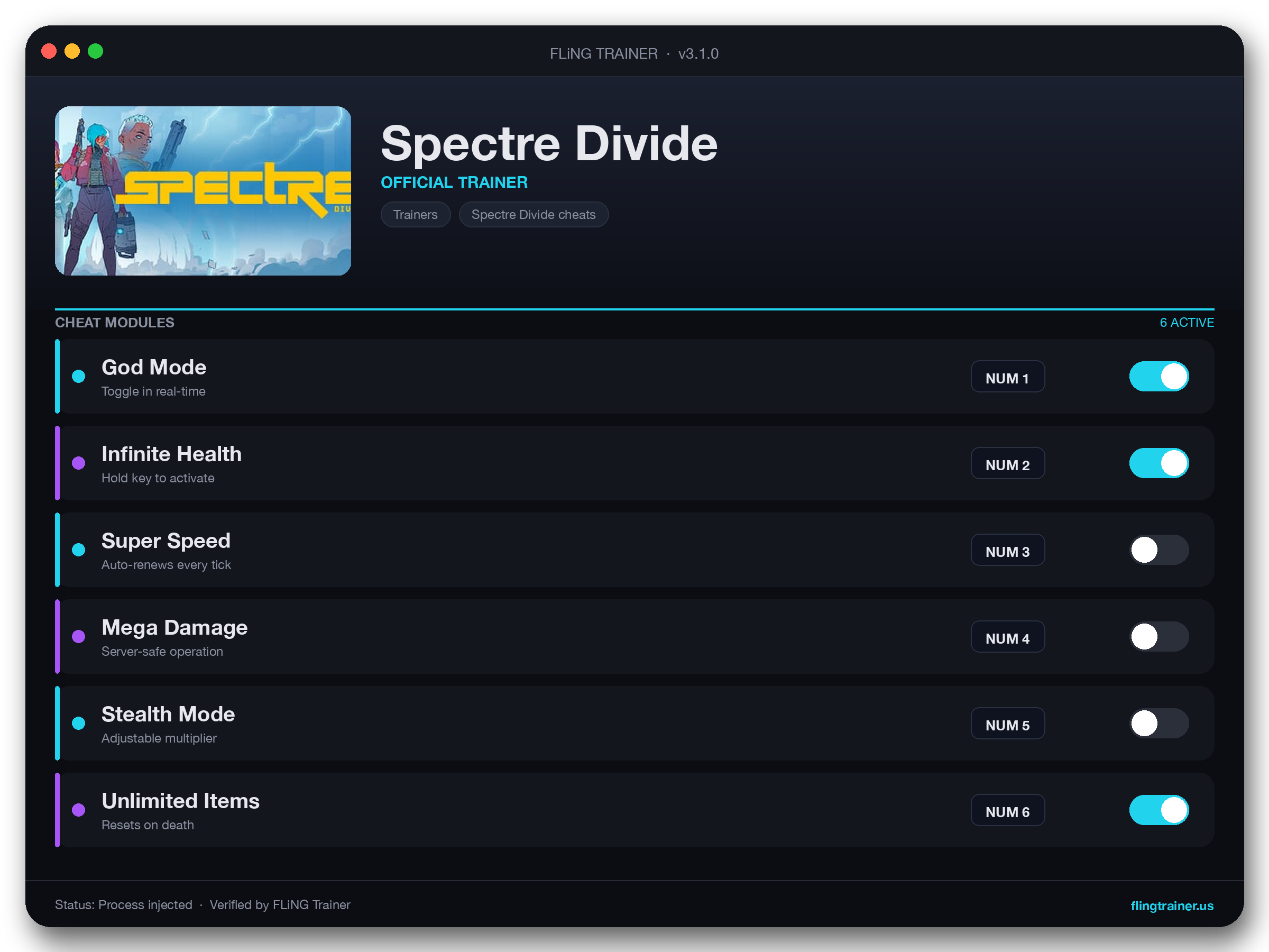 Spectre Divide Trainer interface