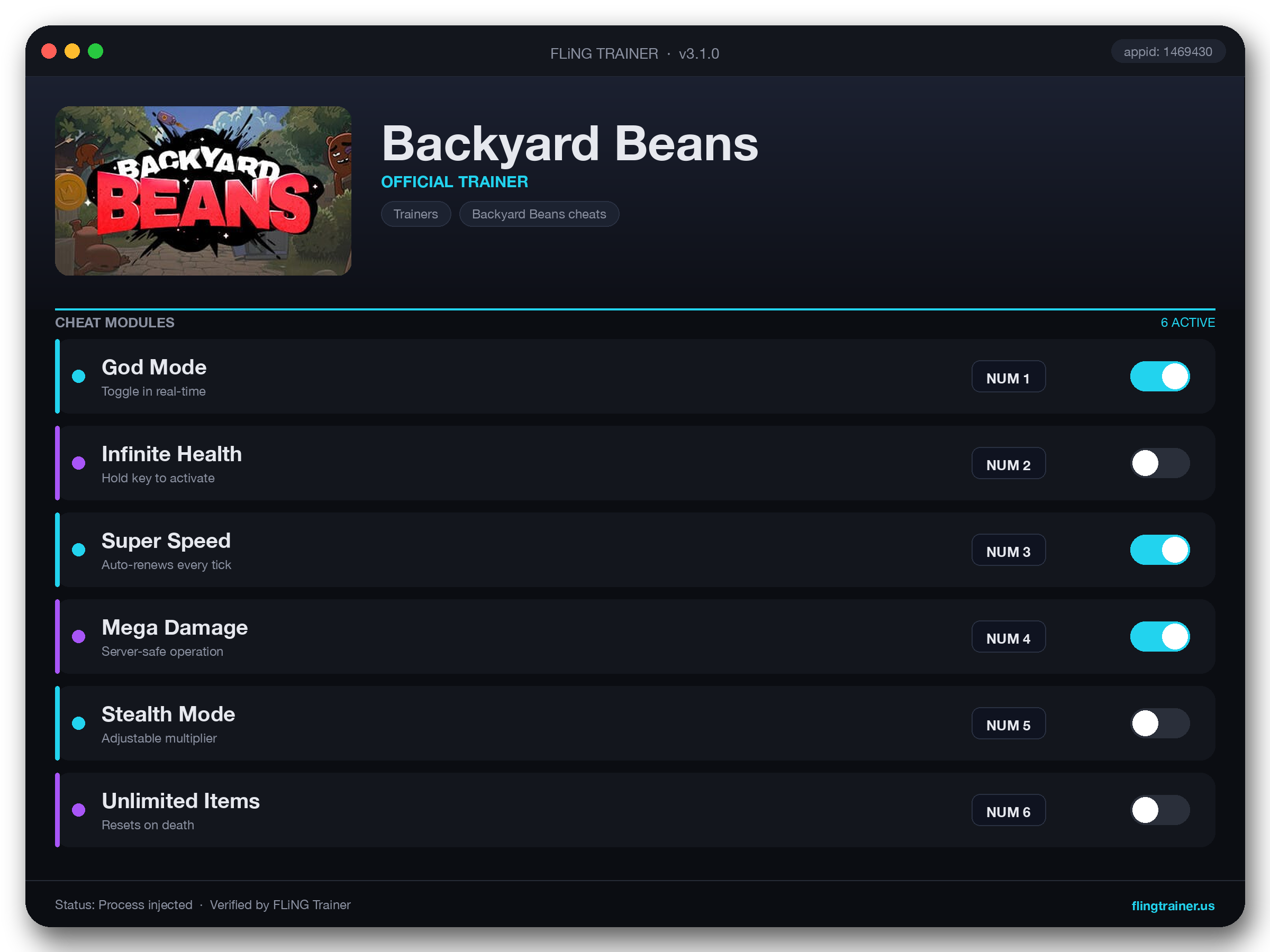 Backyard Beans Trainer interface