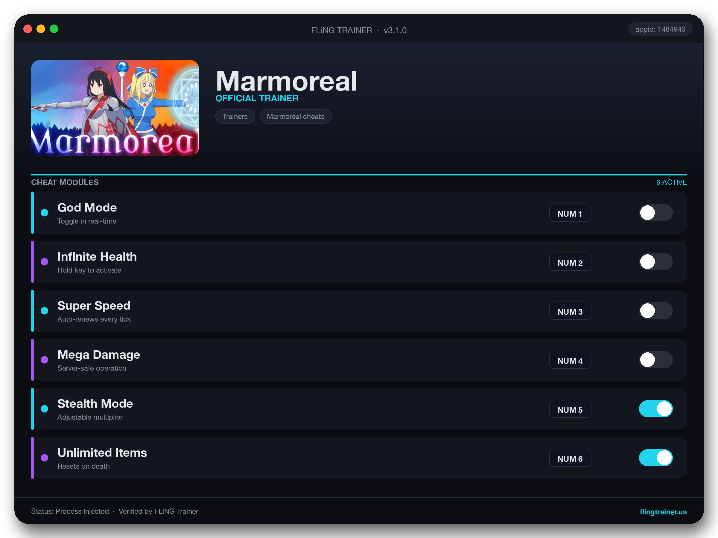 Marmoreal Trainer interface