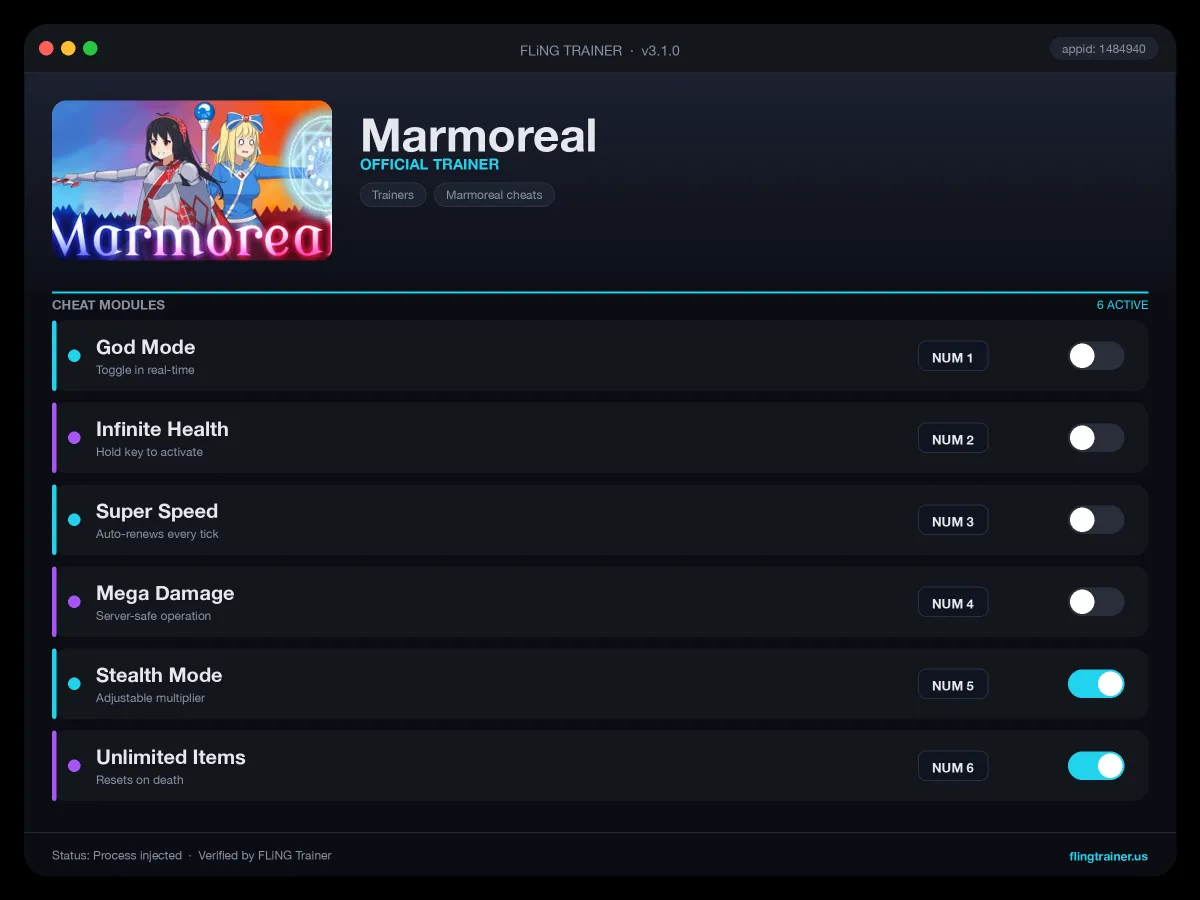 Marmoreal Trainer interface