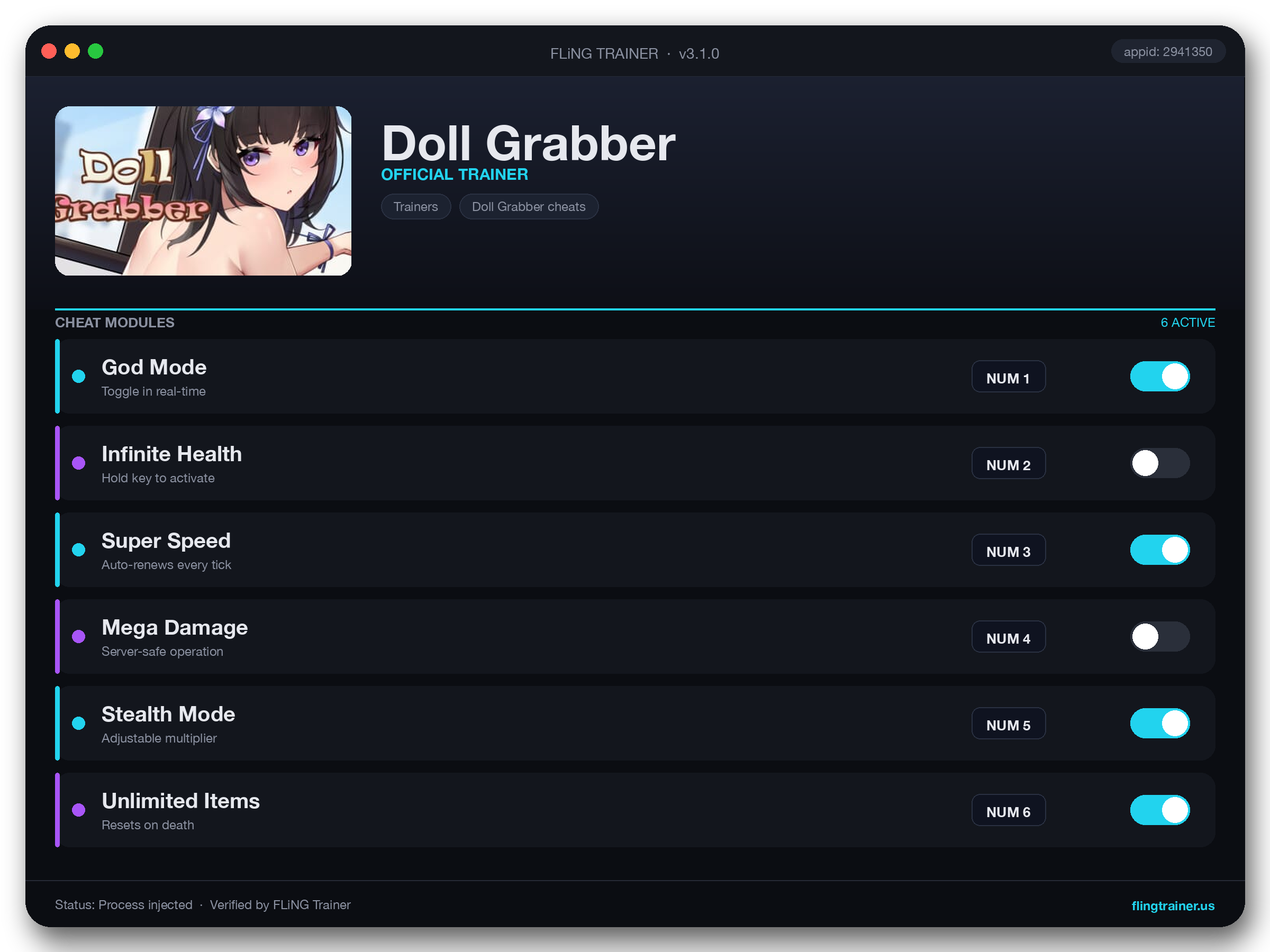 Doll Grabber Trainer interface