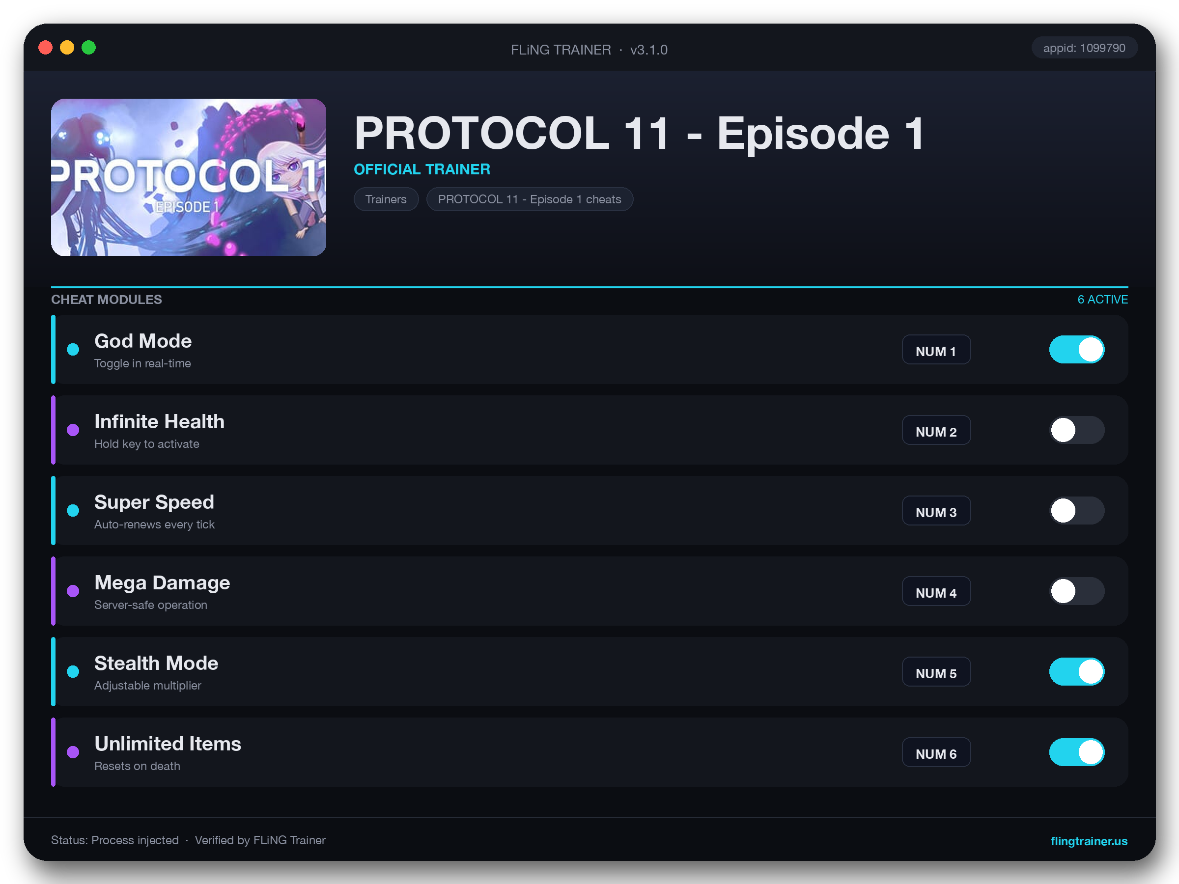 PROTOCOL 11 - Episode 1 Trainer interface