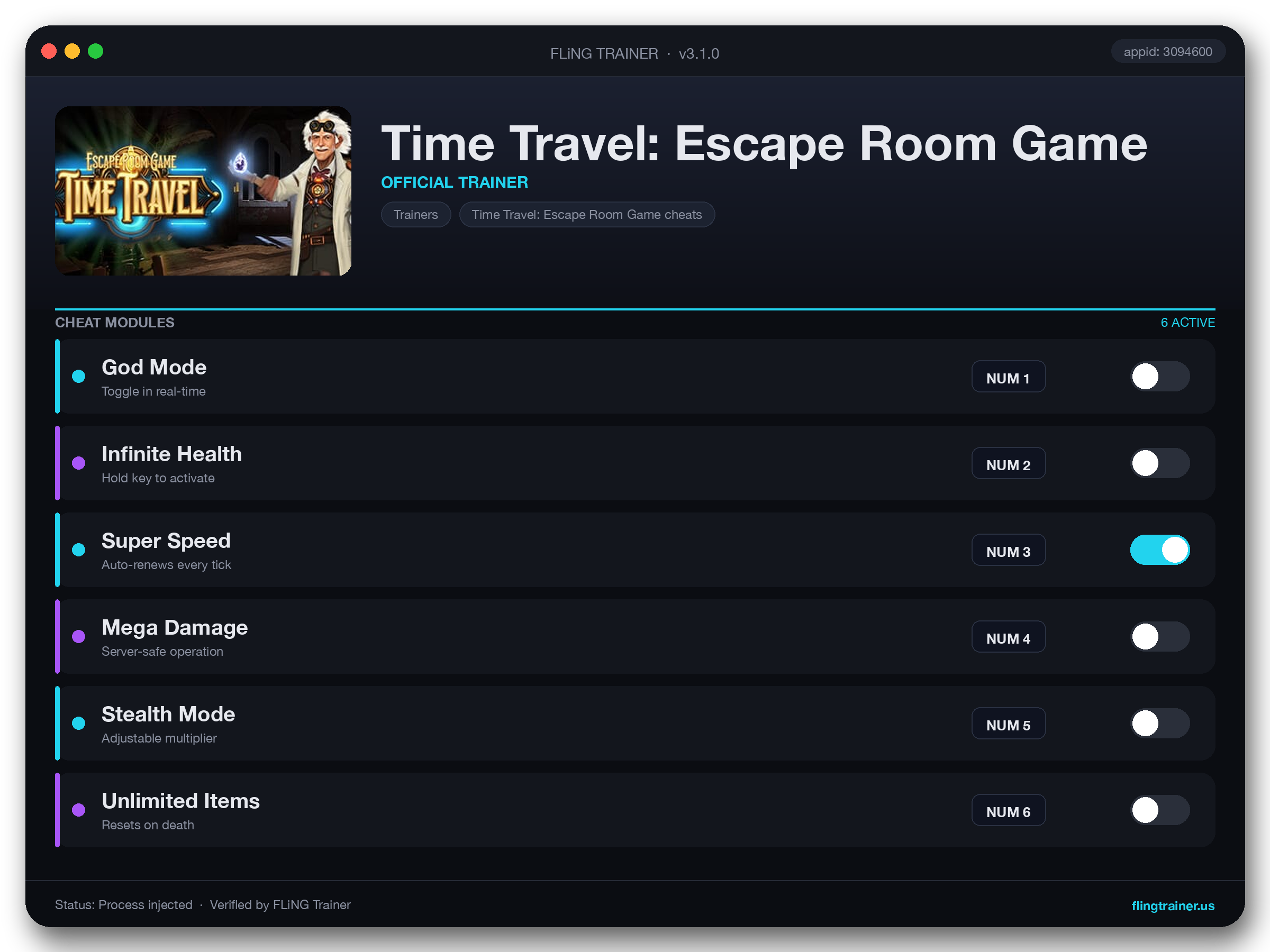 Time Travel: Escape Room Game Trainer interface