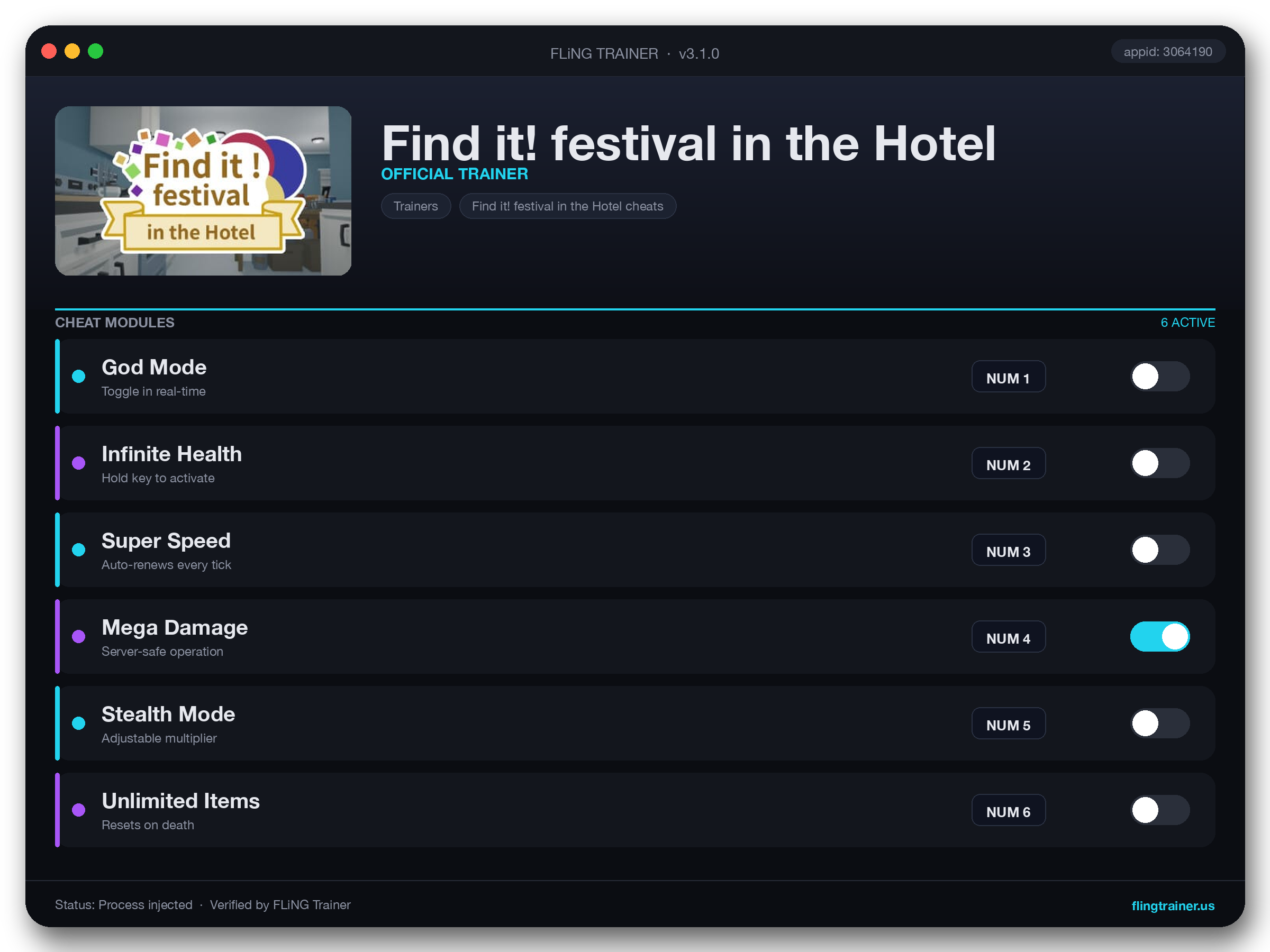 Find it! festival in the Hotel Trainer interface
