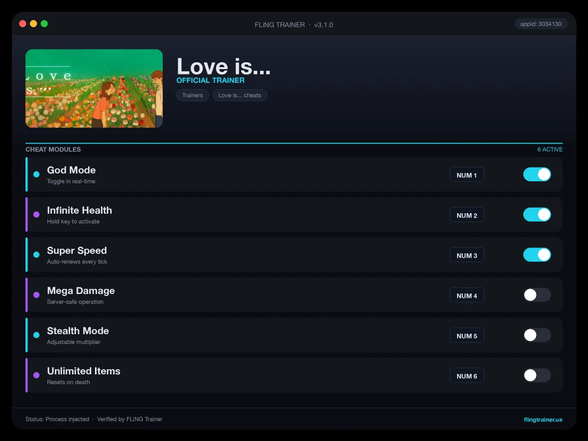 Love is... Trainer interface