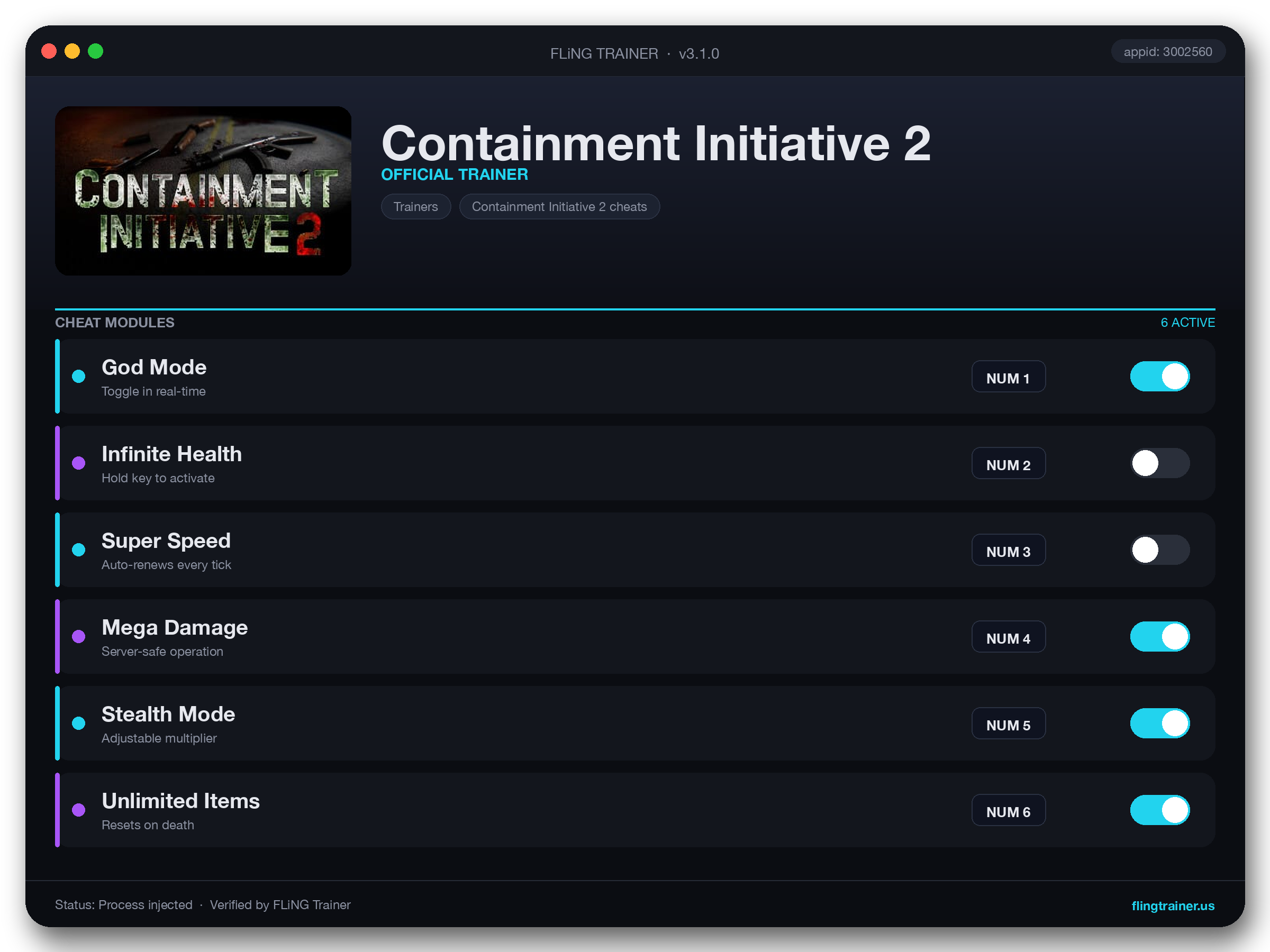 Containment Initiative 2 Trainer interface