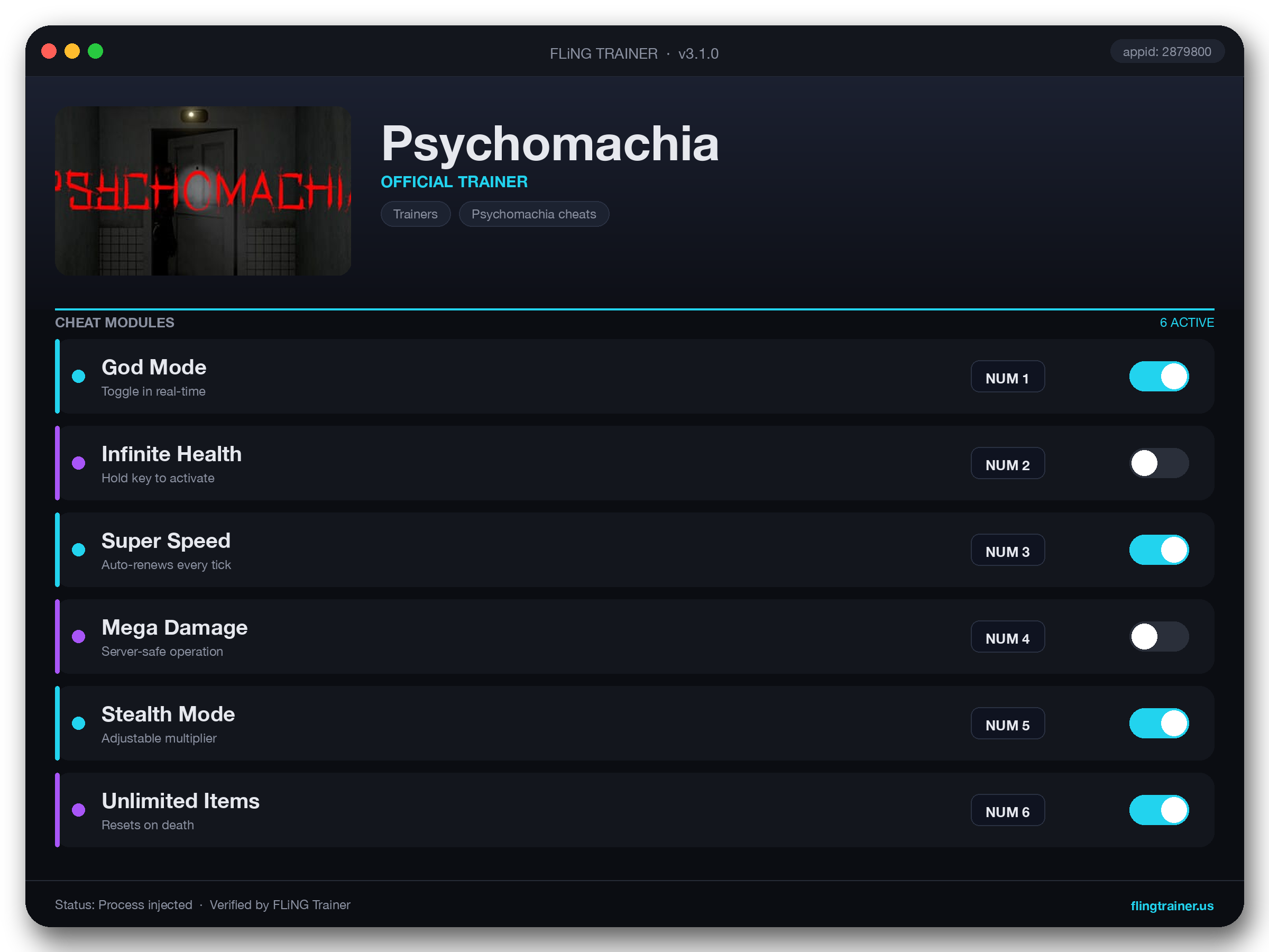 Psychomachia Trainer interface