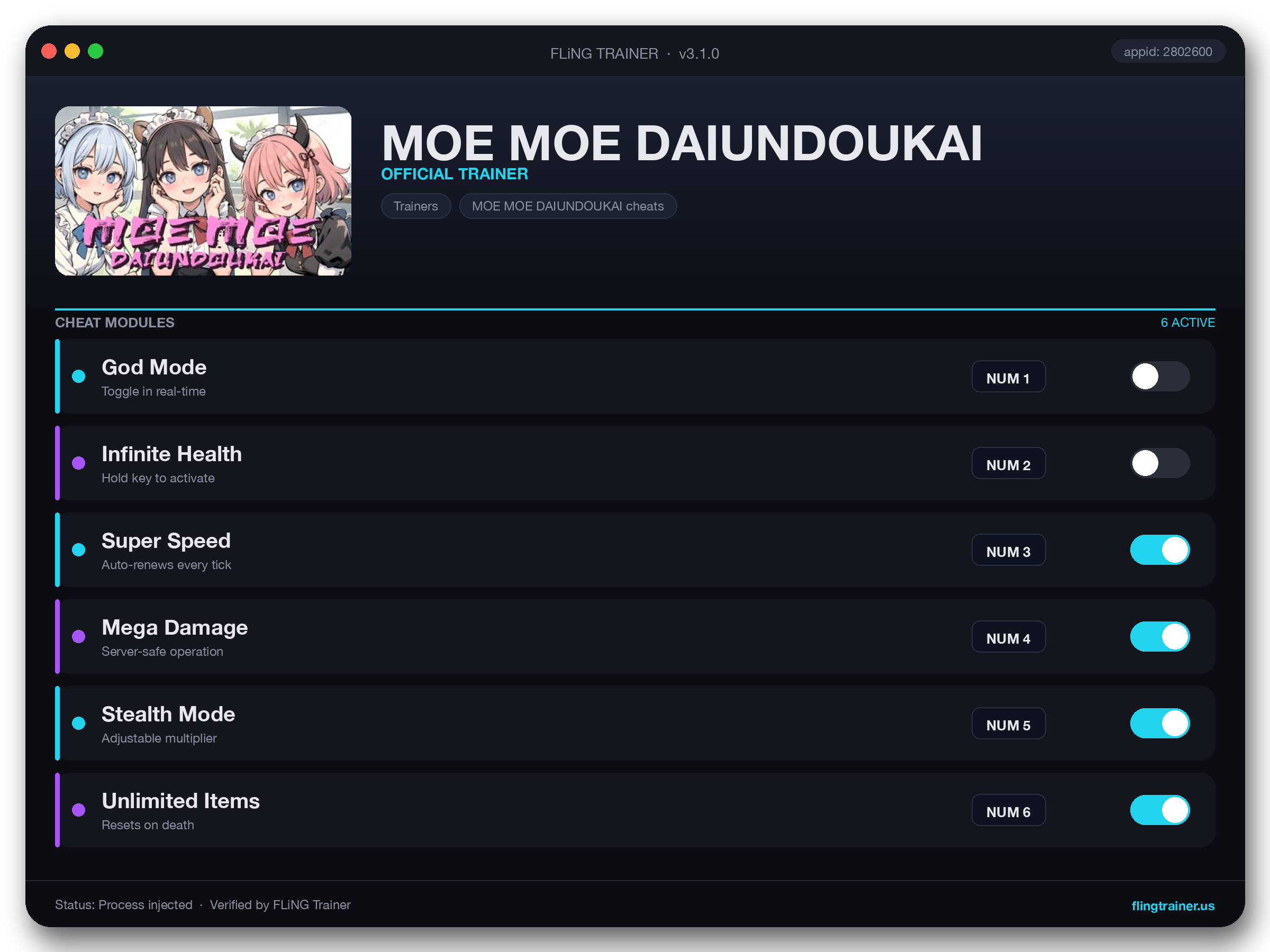 MOE MOE DAIUNDOUKAI Trainer interface