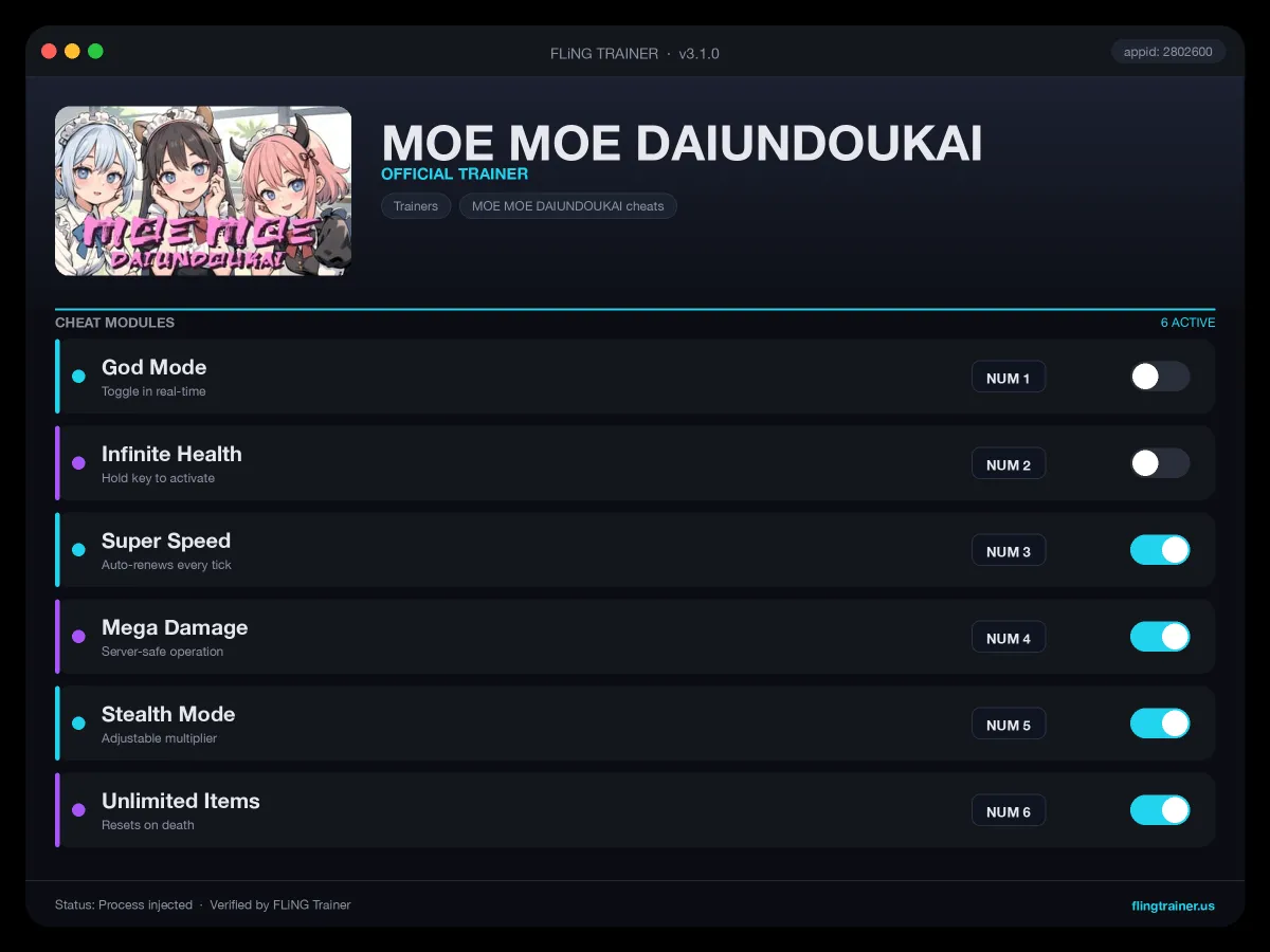 MOE MOE DAIUNDOUKAI Trainer interface