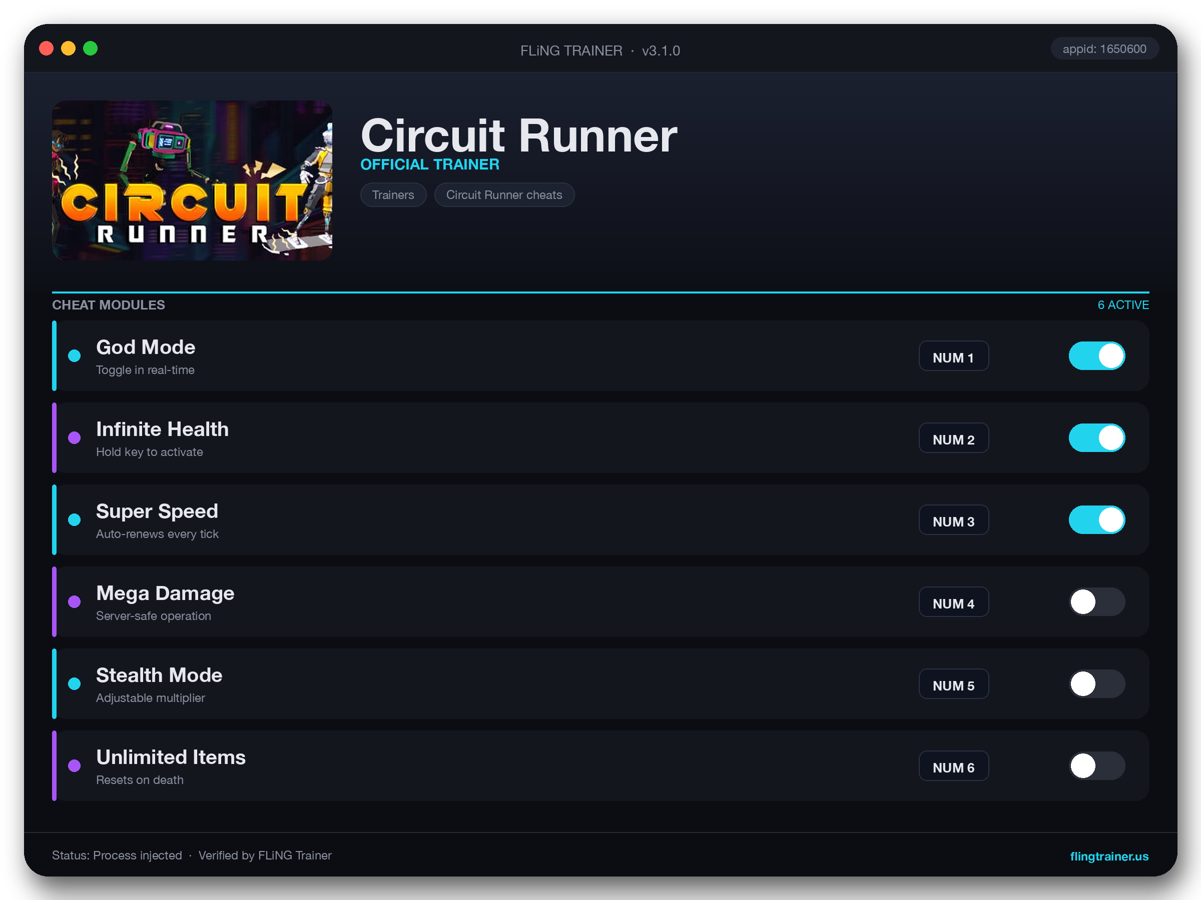 Circuit Runner Trainer interface