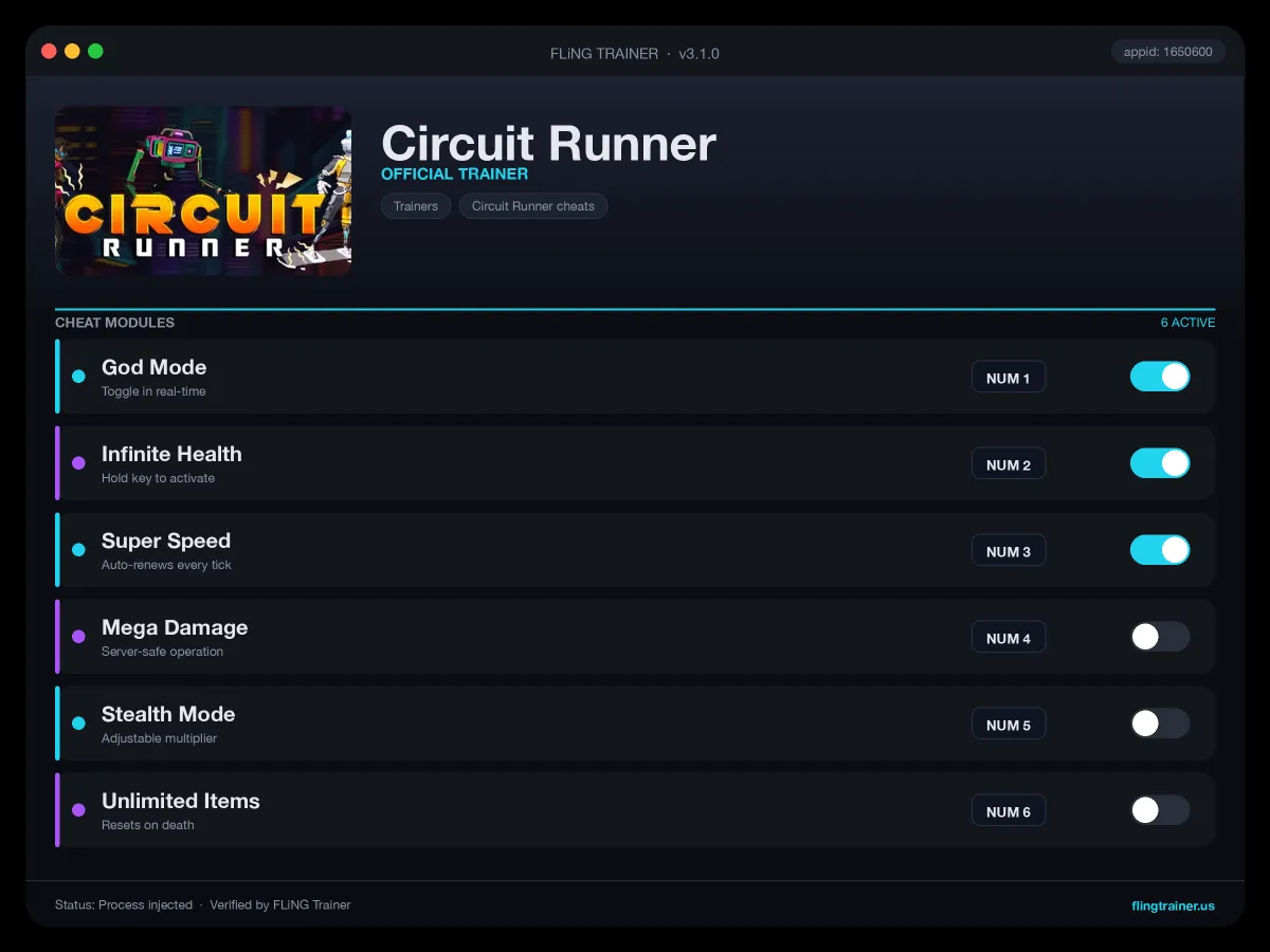 Circuit Runner Trainer interface