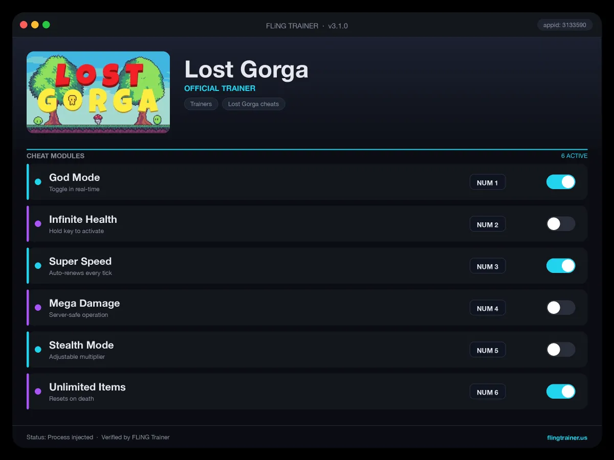 Lost Gorga Trainer interface