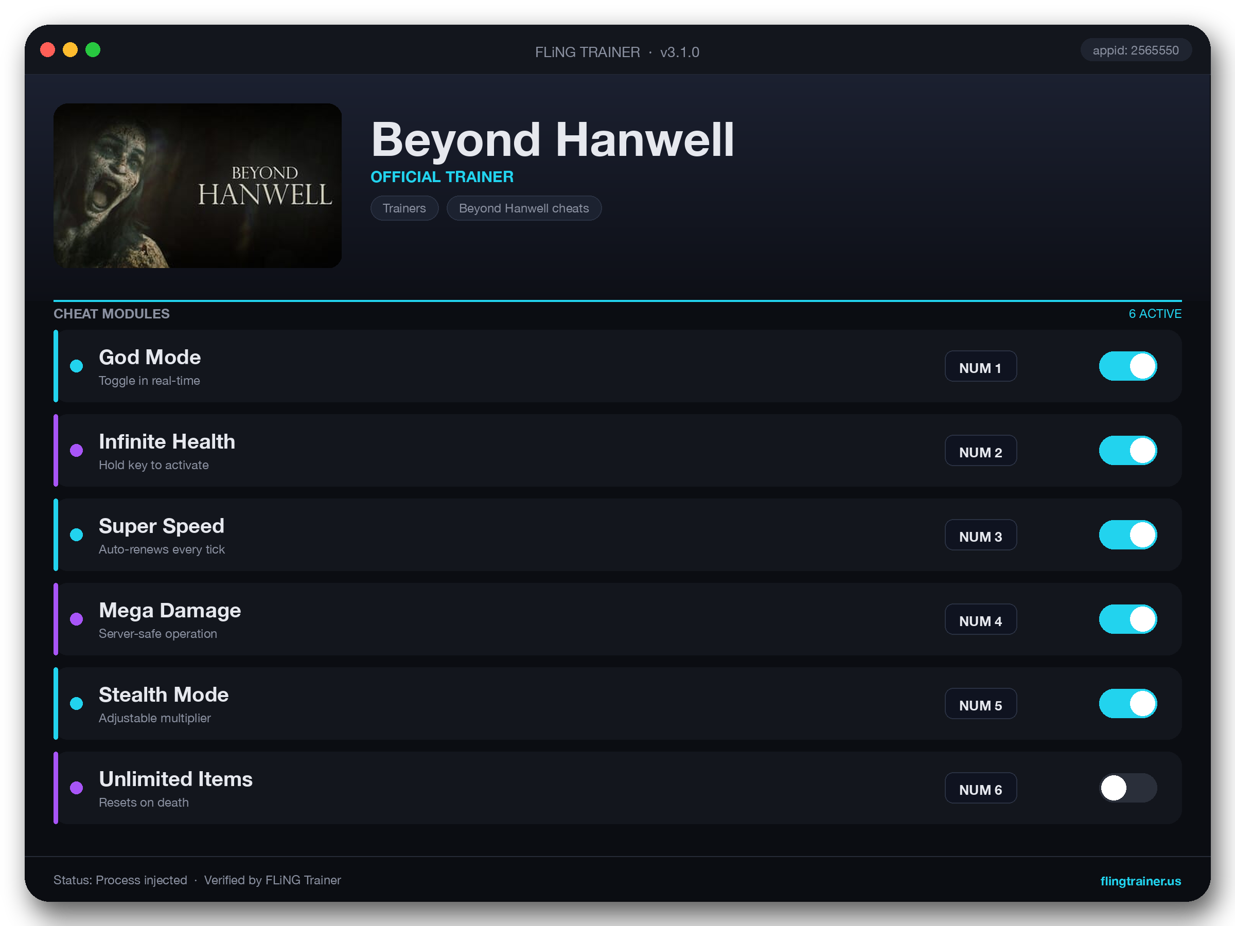 Beyond Hanwell Trainer interface