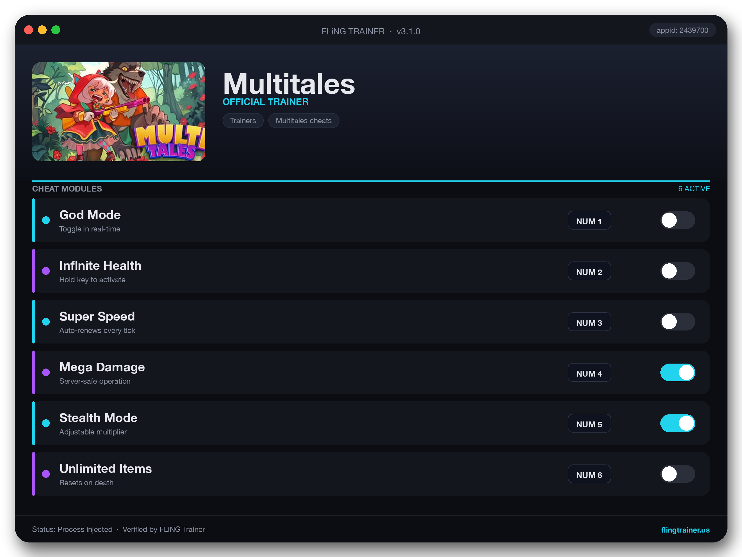 Multitales Trainer interface