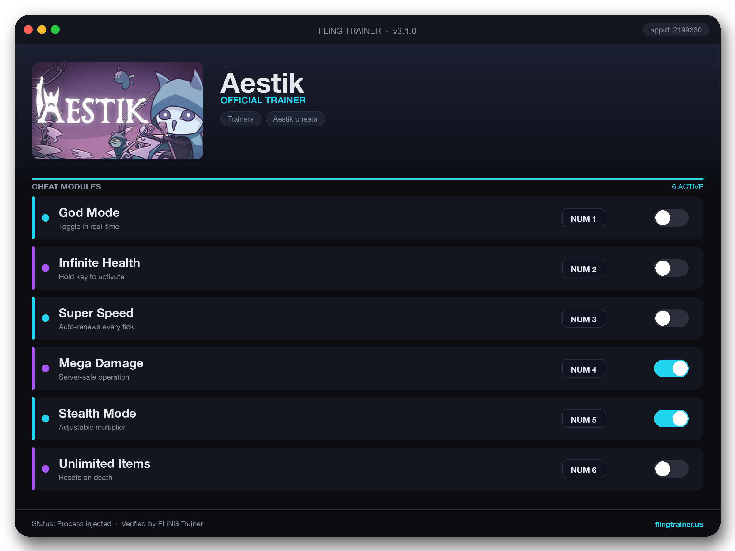 Aestik Trainer interface