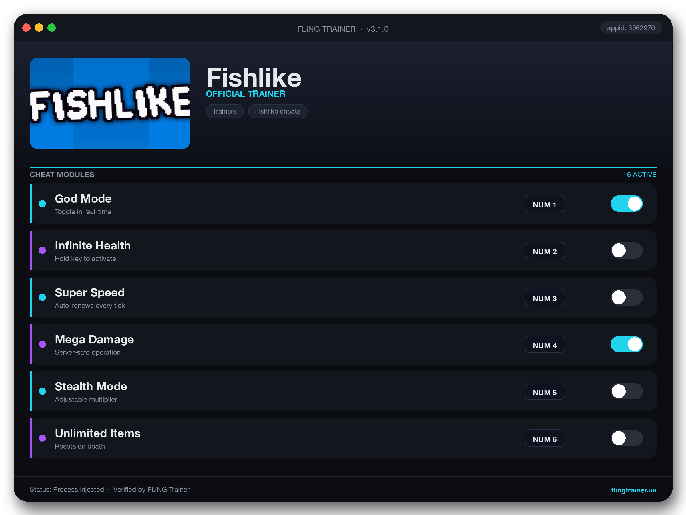 Fishlike Trainer interface
