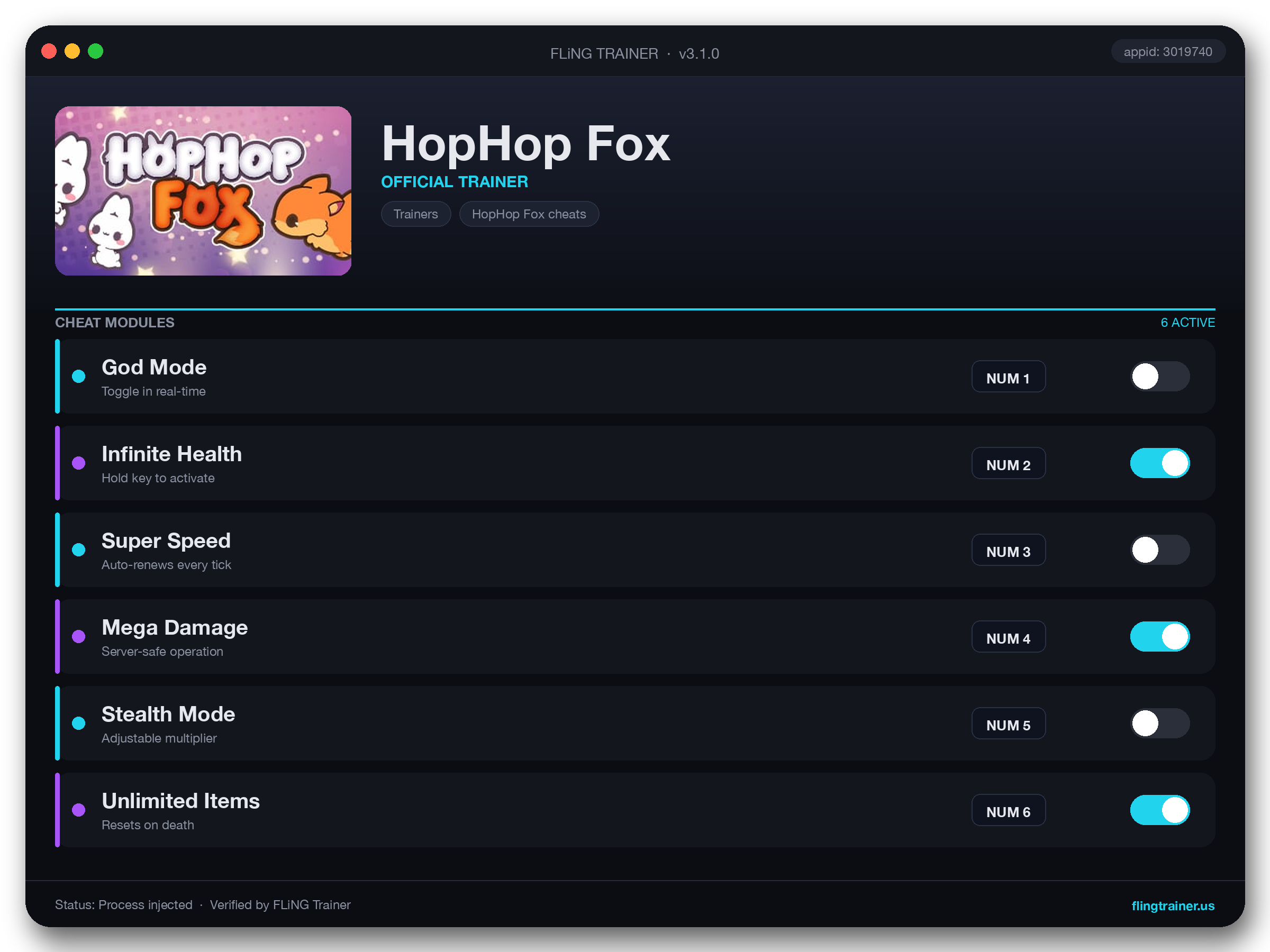 HopHop Fox Trainer interface