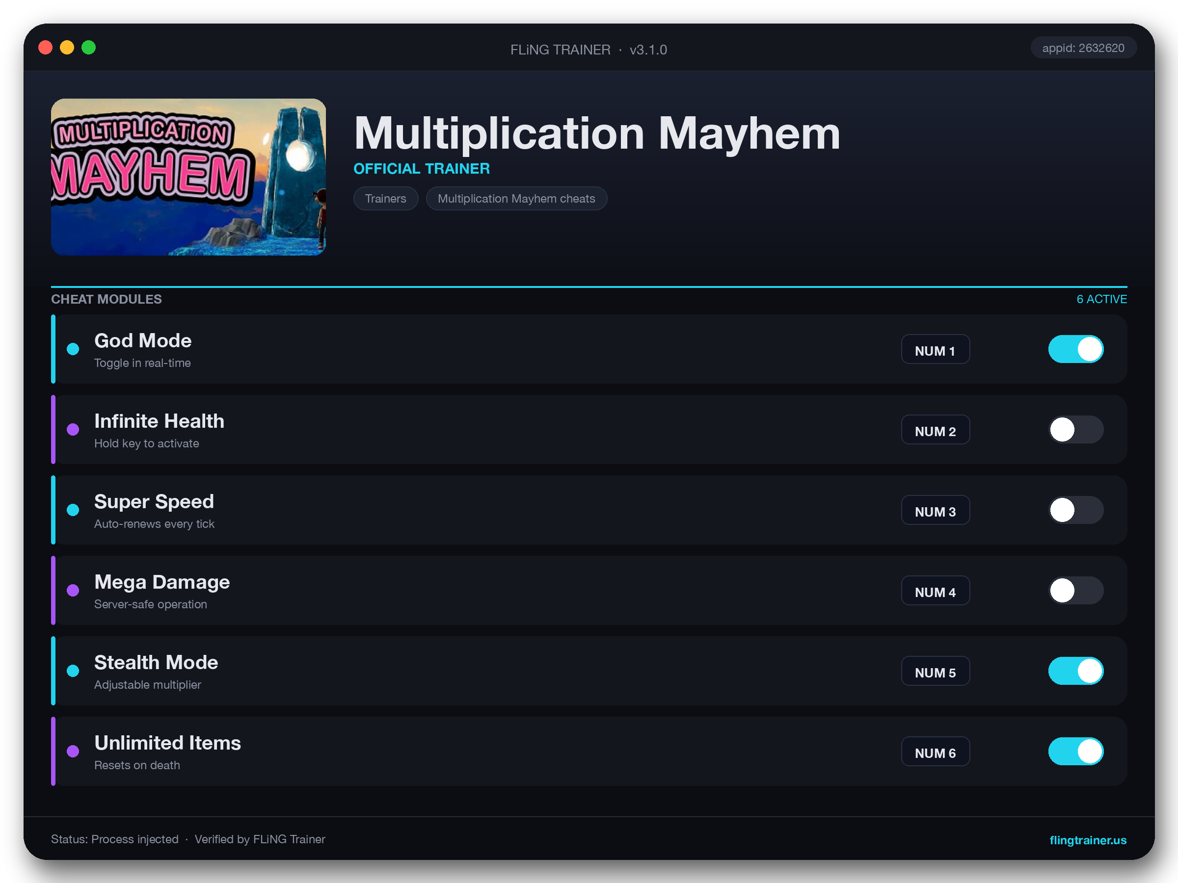 Multiplication Mayhem Trainer interface