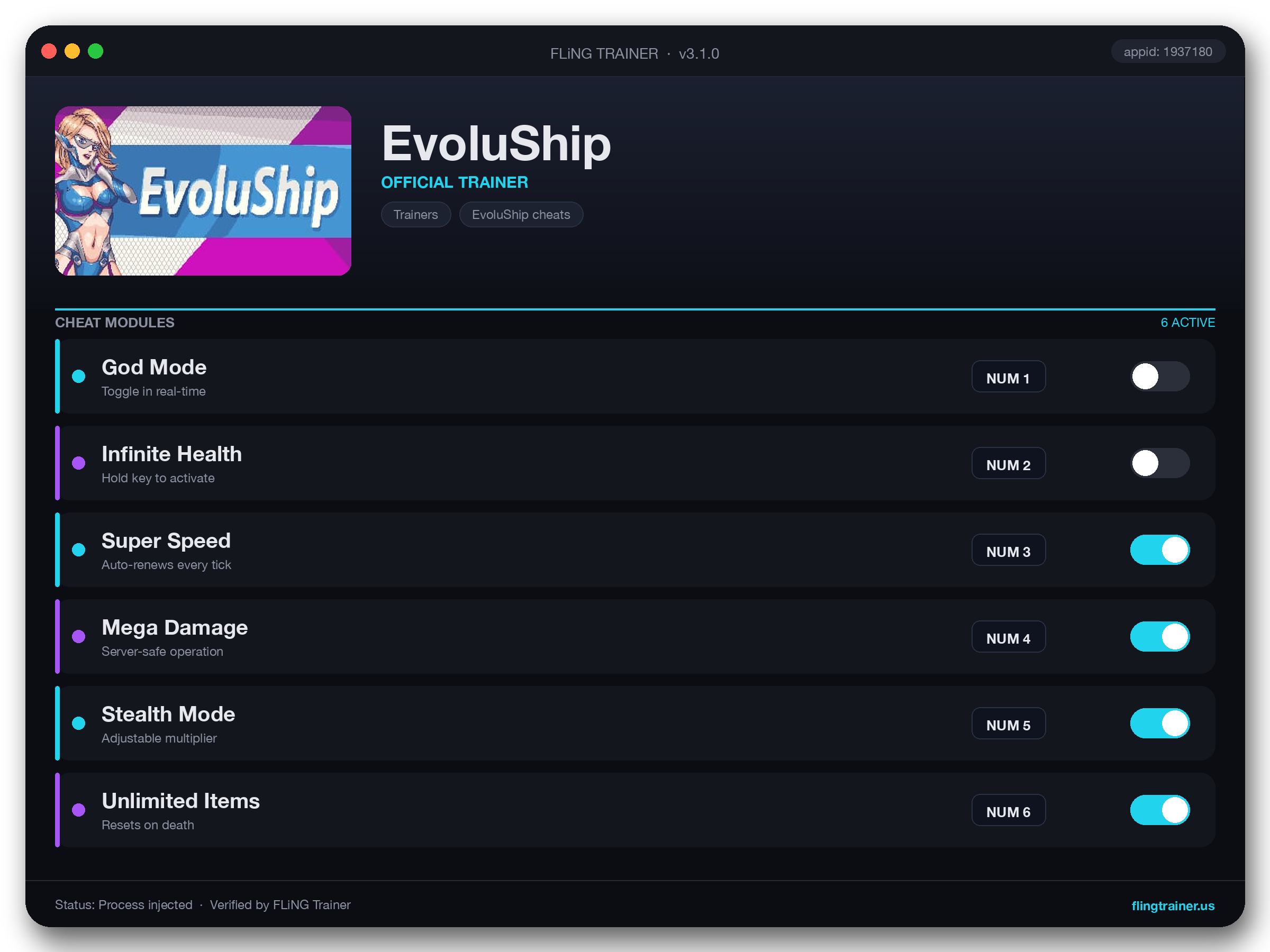 EvoluShip Trainer interface